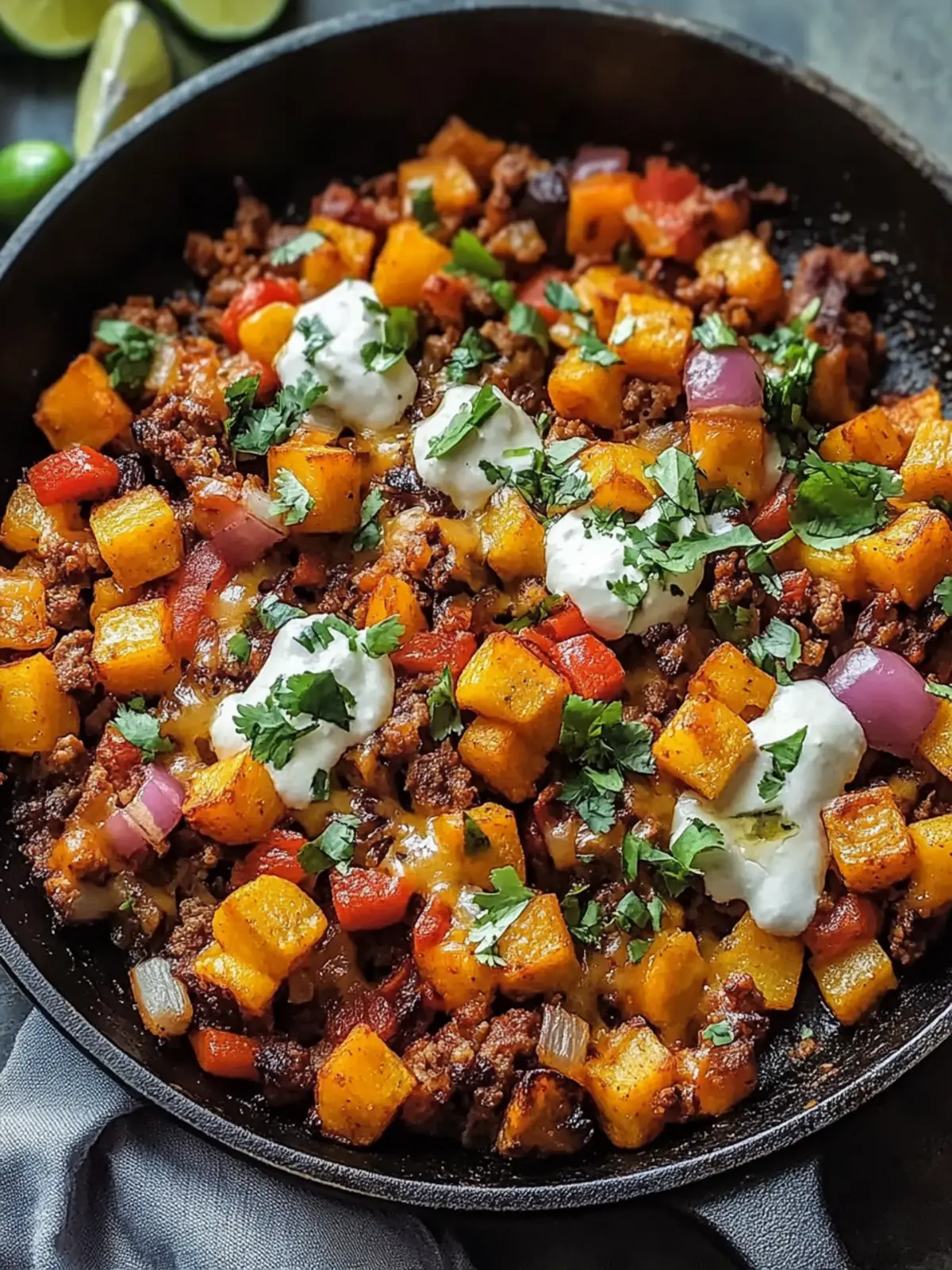 Schnelles Tex-Mex Süßkartoffel Hash mit Rinderhackfleisch genießen 5 Tex-Mex Süßkartoffel Hash mit Rinderhackfleisch
