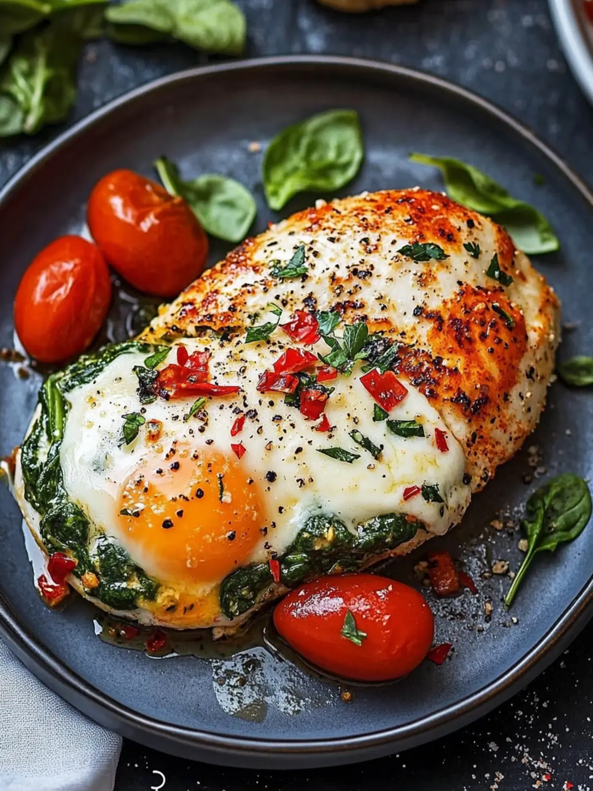 Geröstete rote Paprika Spinat Mozzarella gefüllte Hähnchenbrust leicht gemacht 4 Geröstete rote Paprika Spinat Mozzarella gefüllte Hähnchenbrust