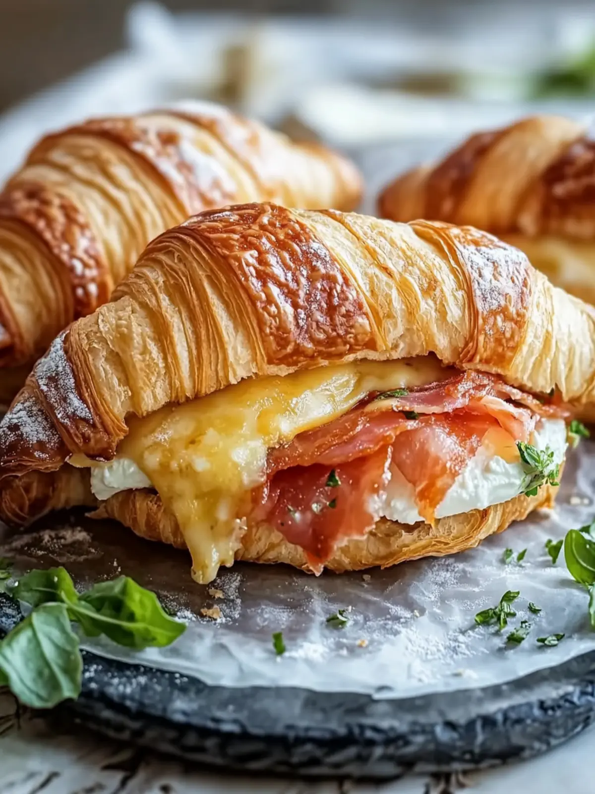 Croissant Frühstücks-Sandwiches: Flaky Genuss für den Morgen 3 Croissant Frühstücks-Sandwiches: Goldene, Saftige Freude Erwartet