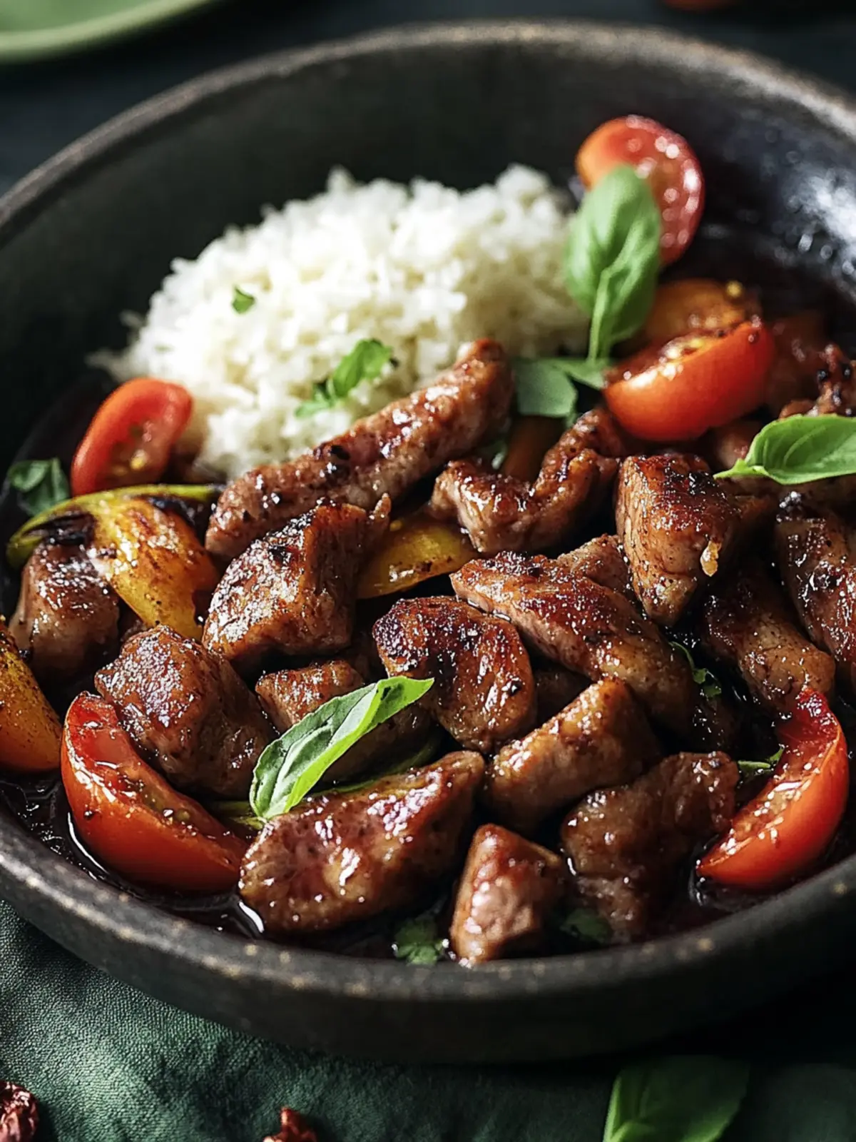 Scharfes Schwarzpfeffer-Rindfleisch-Pfannenrühren: Blitzschnelles Dinner 4 Scharfes Schwarzpfeffer-Rindfleisch-Pfannenrühren - Einfaches Abendessen Rezept