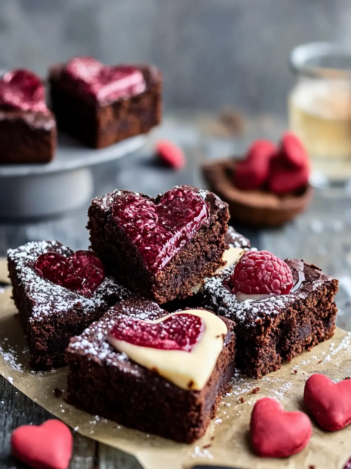 Herzförmige alkoholfreie Brownies für Valentinstag Freude genießen 3 Herzförmige alkoholfreie Brownies für Valentinstag Freude