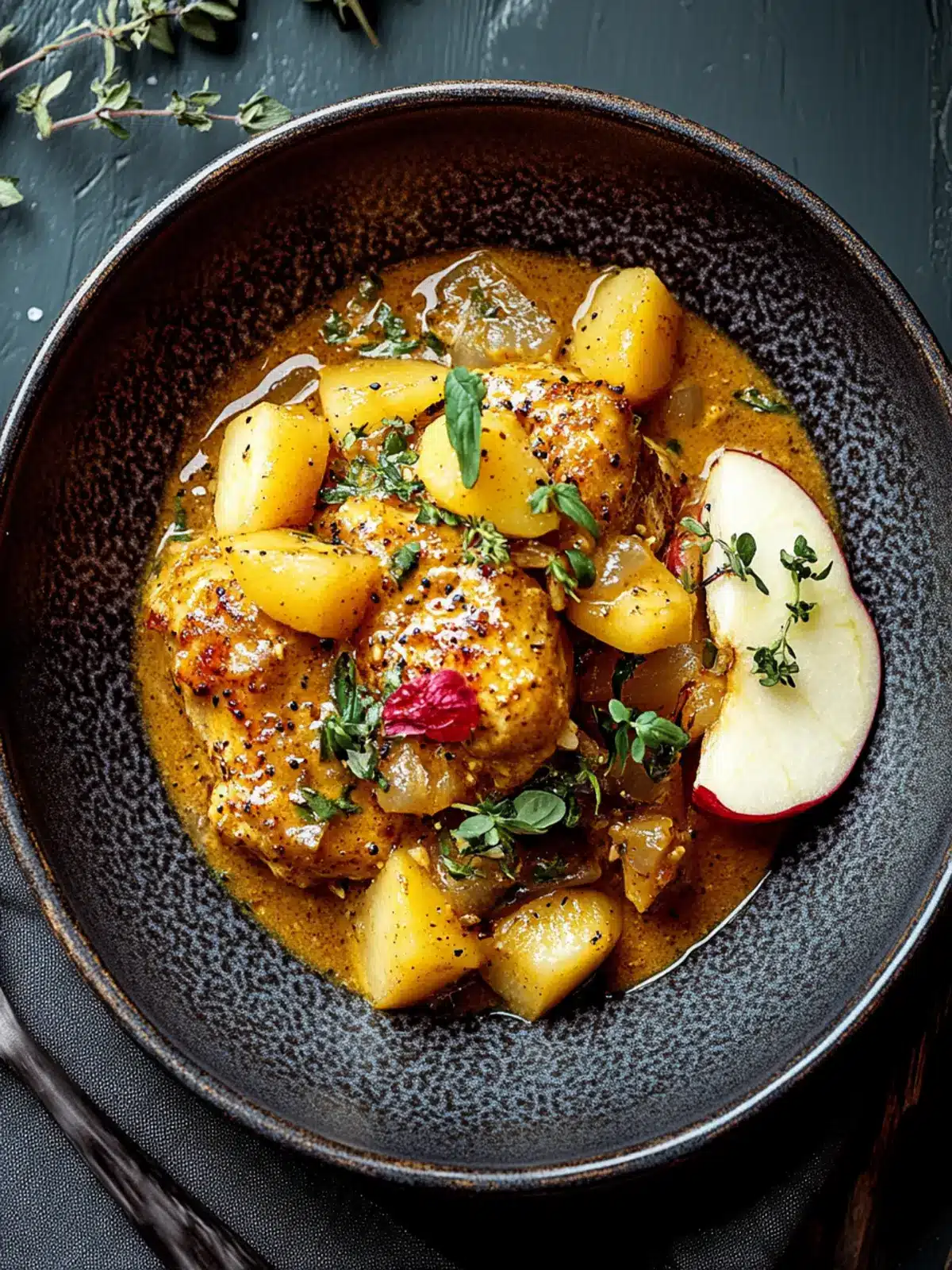 Curry gewürzte geröstete Hähnchen mit Apfel-Miso-Sauce für die Seele 2 Curry gewürzte geröstete Hähnchen mit Apfel-Miso-Sauce