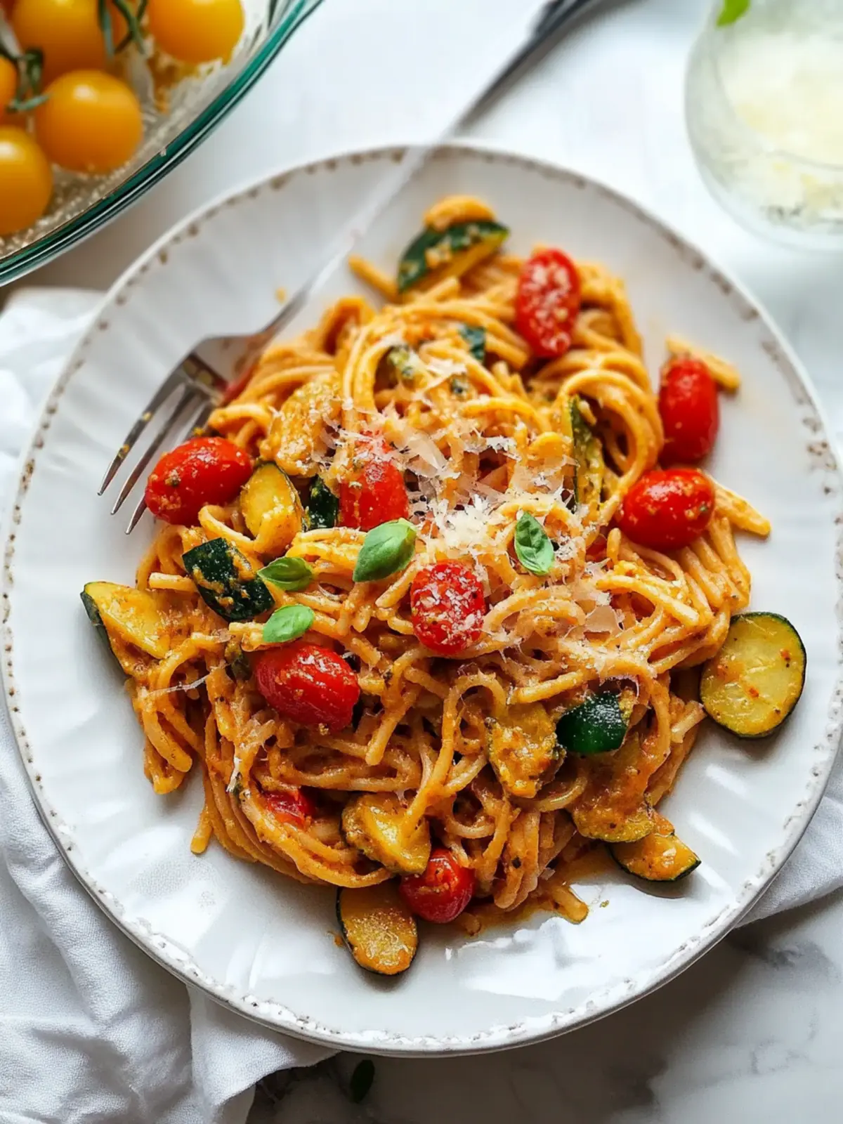 Cremiger getrockneter Tomaten-Pesto-Pasta-Auflauf mit Gemüse für die ganze Familie 5 Cremiger getrockneter Tomaten-Pesto-Pasta-Auflauf mit Gemüse