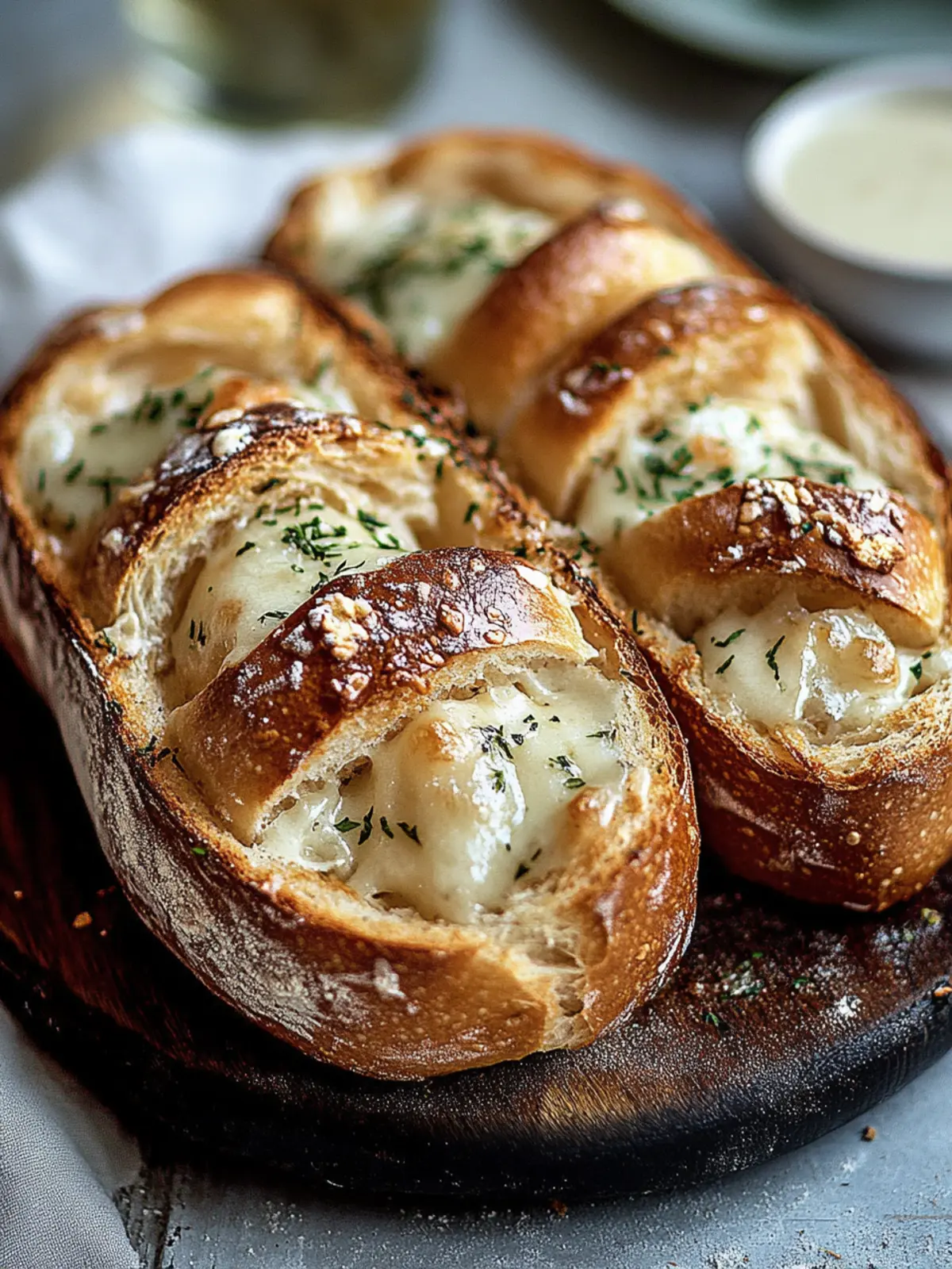 Wie man die leckersten Krabben-Garnelen-gefüllten Knoblauchbrot-Bomben zubereitet 3 wie man die leckersten Krabben-Garnelen-gefüllten Knoblauchbrot-Bomben macht