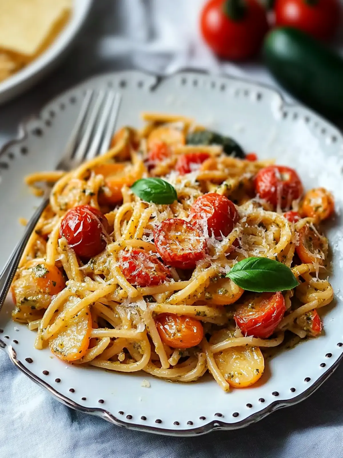 Cremiger getrockneter Tomaten-Pesto-Pasta-Auflauf mit Gemüse für die ganze Familie 4 Cremiger getrockneter Tomaten-Pesto-Pasta-Auflauf mit Gemüse