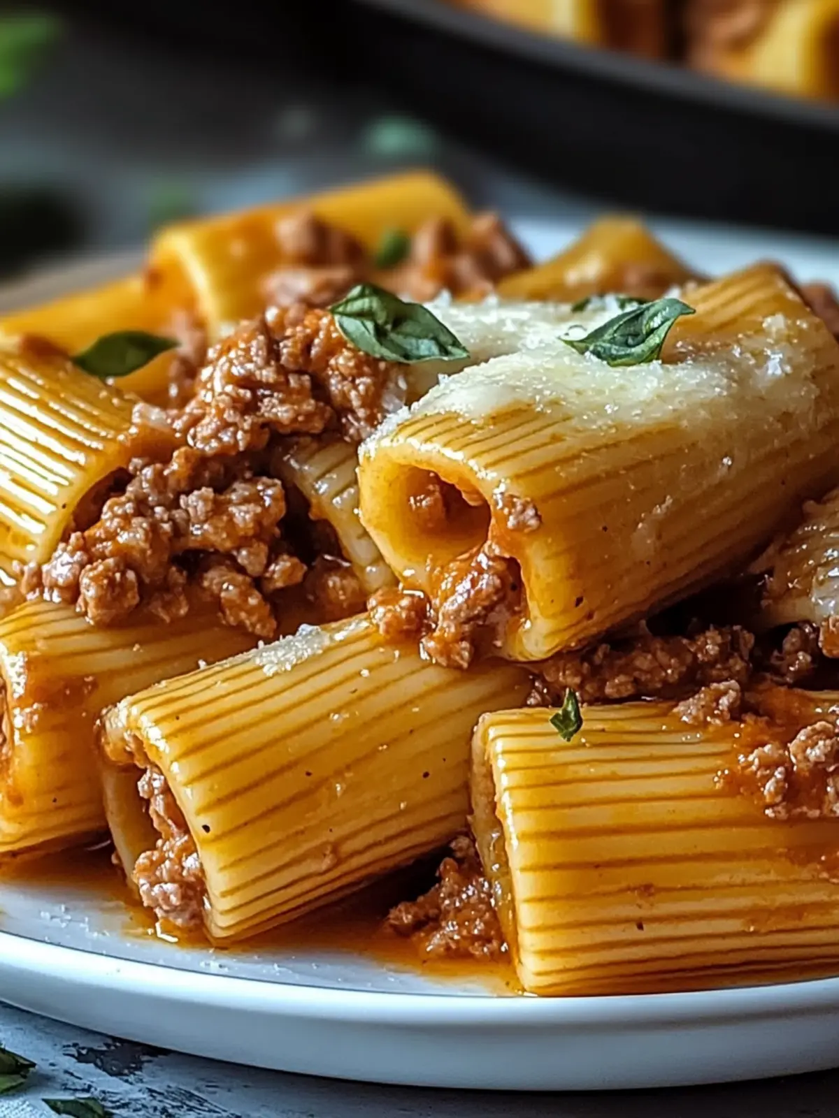 Überbackene Rigatoni gefüllt mit Rinderragout für die Familie 4 Überbackene Rigatoni gefüllt mit Rinderragout für gemütliche Familienabende