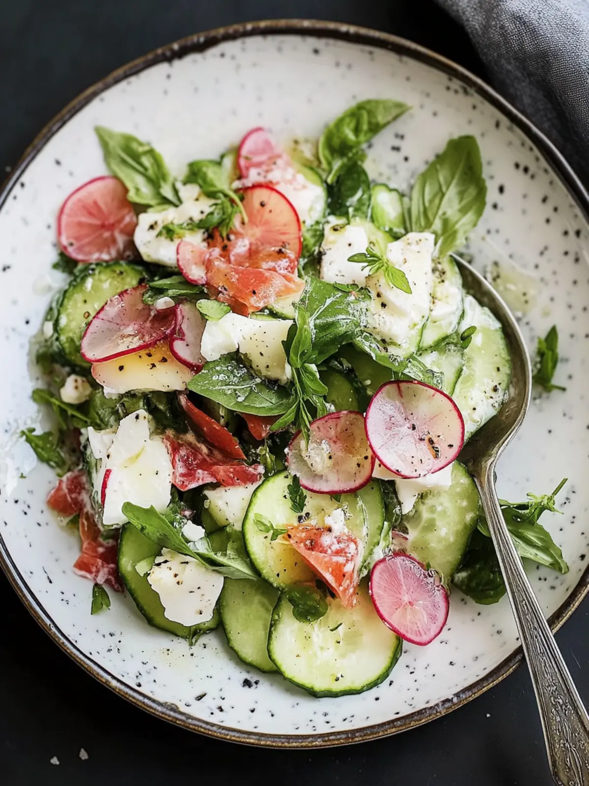 Cremiger Gurkensalat mit Speck und Käse für heiße Tage 2 Cremiger Gurkensalat mit Speck und Käse