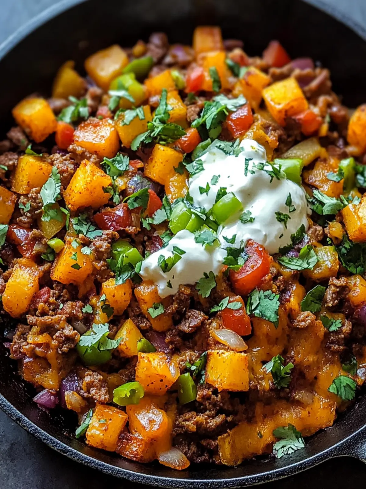 Schnelles Tex-Mex Süßkartoffel Hash mit Rinderhackfleisch genießen 2 Tex-Mex Süßkartoffel Hash mit Rinderhackfleisch