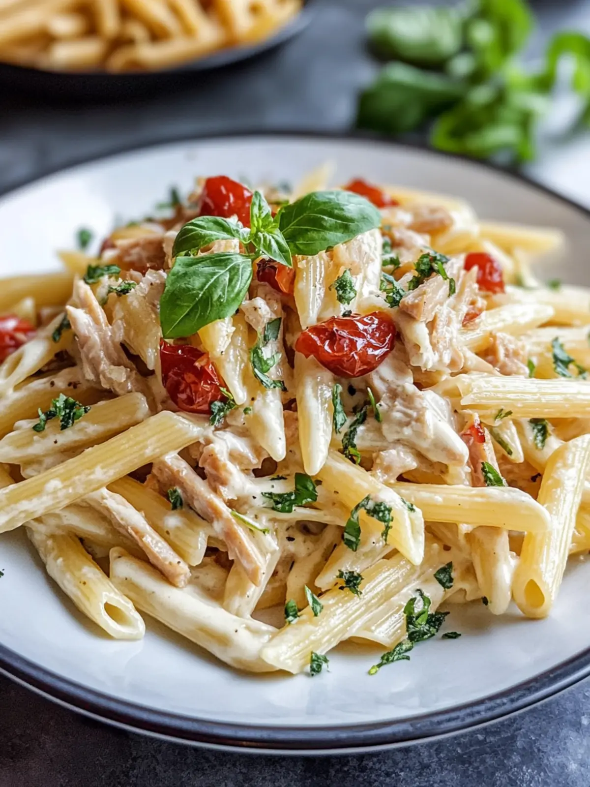 Langsame Kochkäse-Hühnchen-Penne