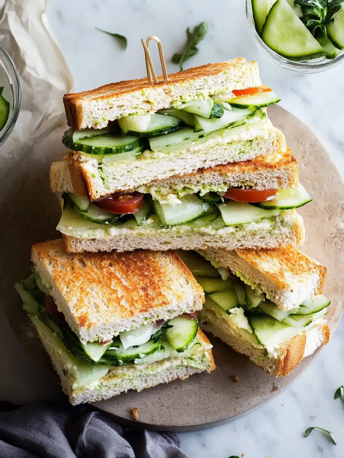 Gurken-Sandwiches mit cremigem Frischkäse – frisch und lecker 5 Gurken-Sandwiches