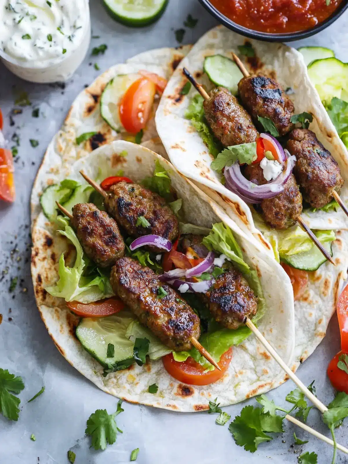 Lamm-Kofta-Wraps mit Knoblauchsoße – Schnelle Genussmomente 3 Lamm-Kofta-Wraps (Mit Knoblauchsoße)