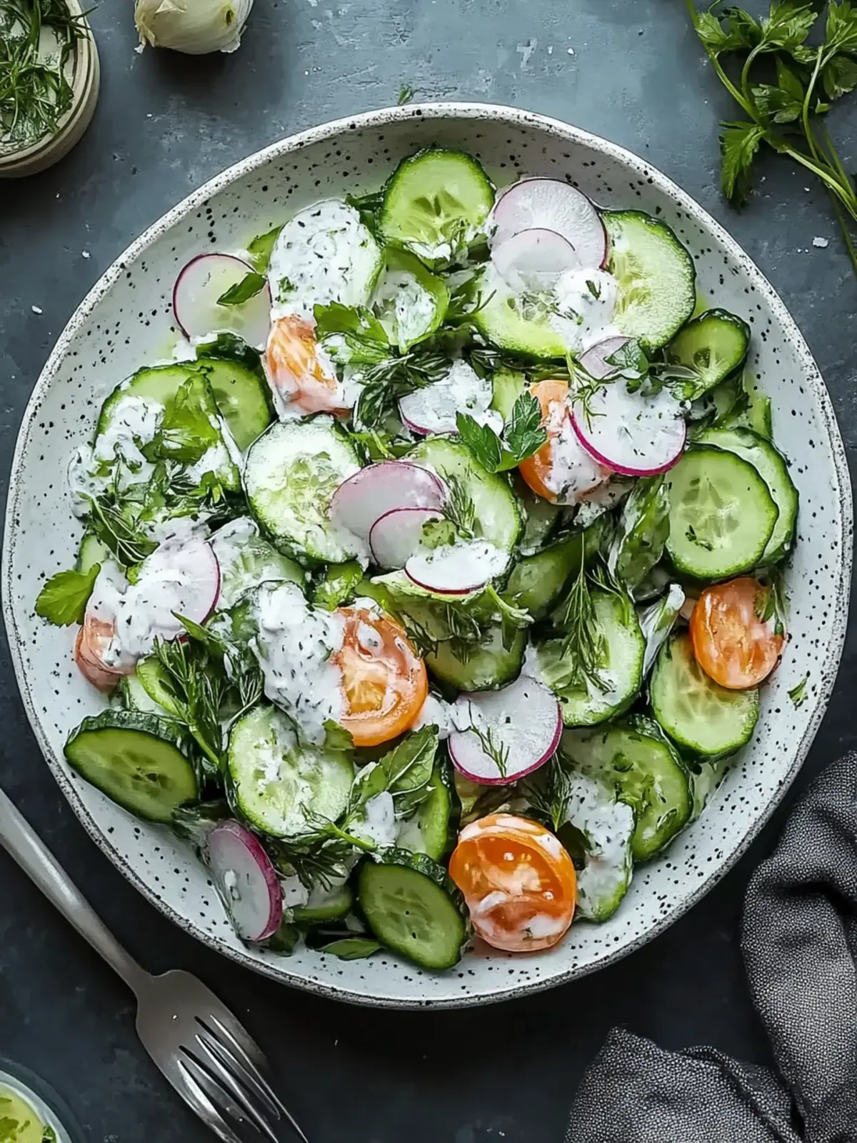 Cremiger Gurkensalat Rezept für erfrischende Sommermomente 4 Cremiger Gurkensalat Rezept