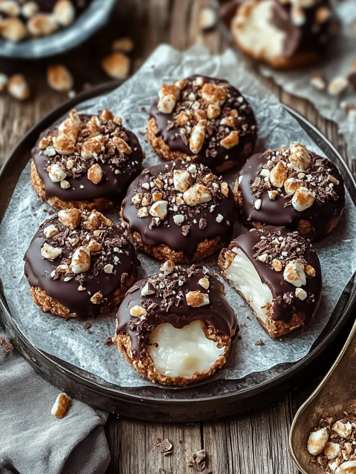 Schokoladen-Haselnusskekse mit Nougat – Himmlisch lecker! 2 Schokoladen-Haselnußkekse mit Nougat und Schokolade