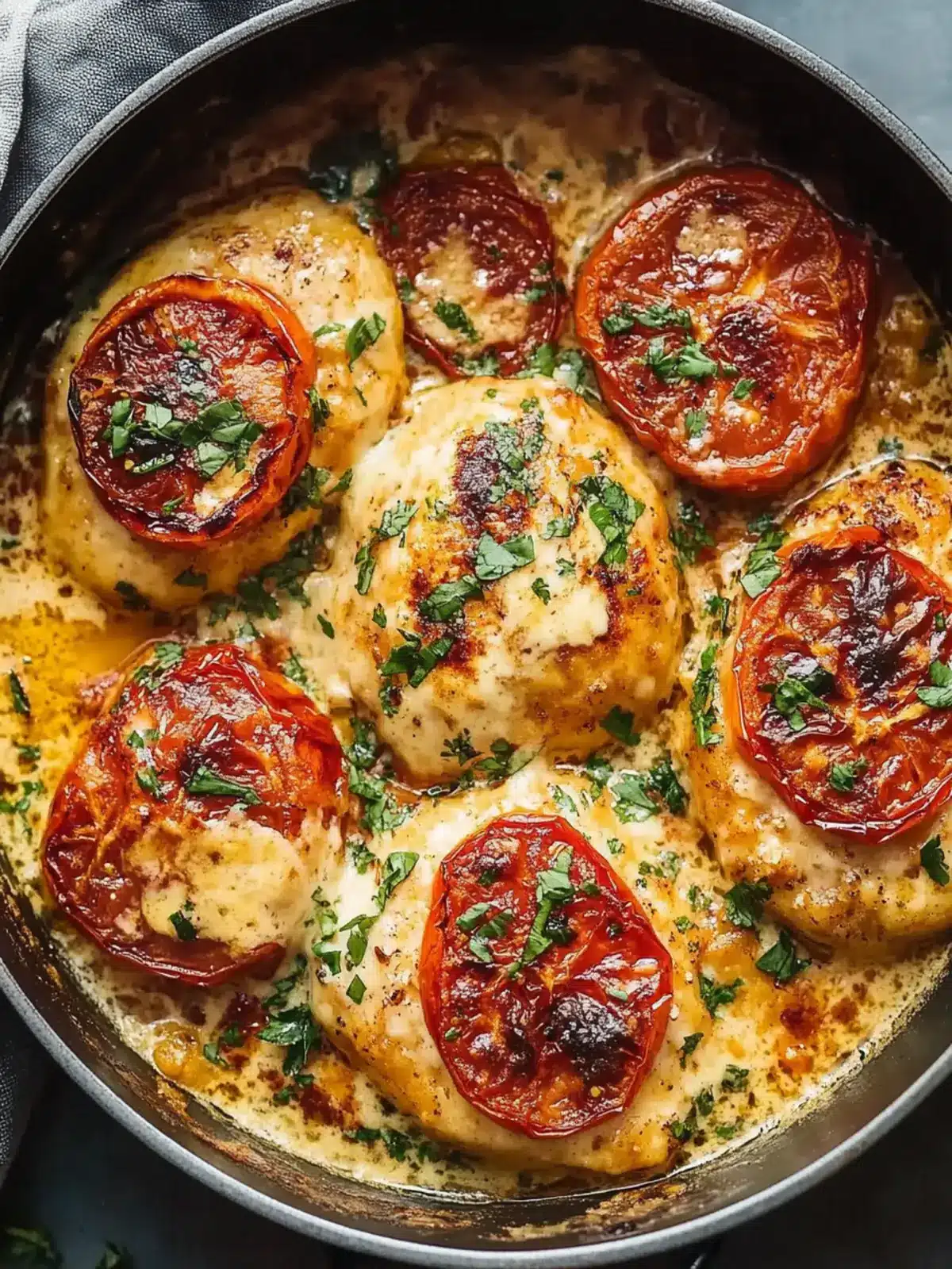 Cremiges Sonnengetrocknetes Tomaten-Knoblauch-Hühnchen für jeden Tag 4 Cremiges sonngetrocknetes Tomaten-Knoblauch-Hühnchen (Ein-Pfannen-Abendessen)