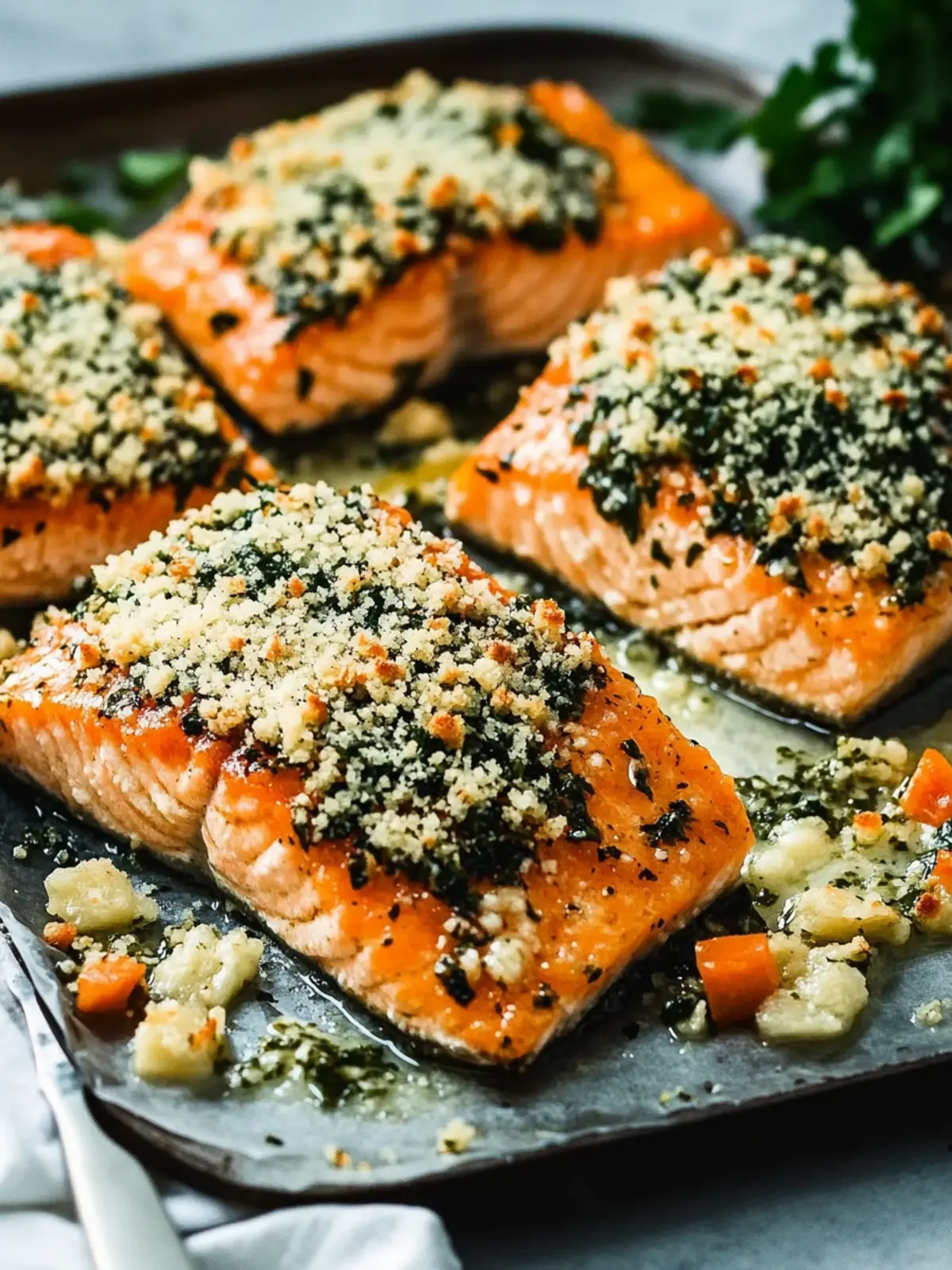 Saftiger gebratener Parmesan Knoblauch Kräuter Lachs in Folie 4 Gebratener Parmesan Knoblauch Kräuter Lachs in Folie