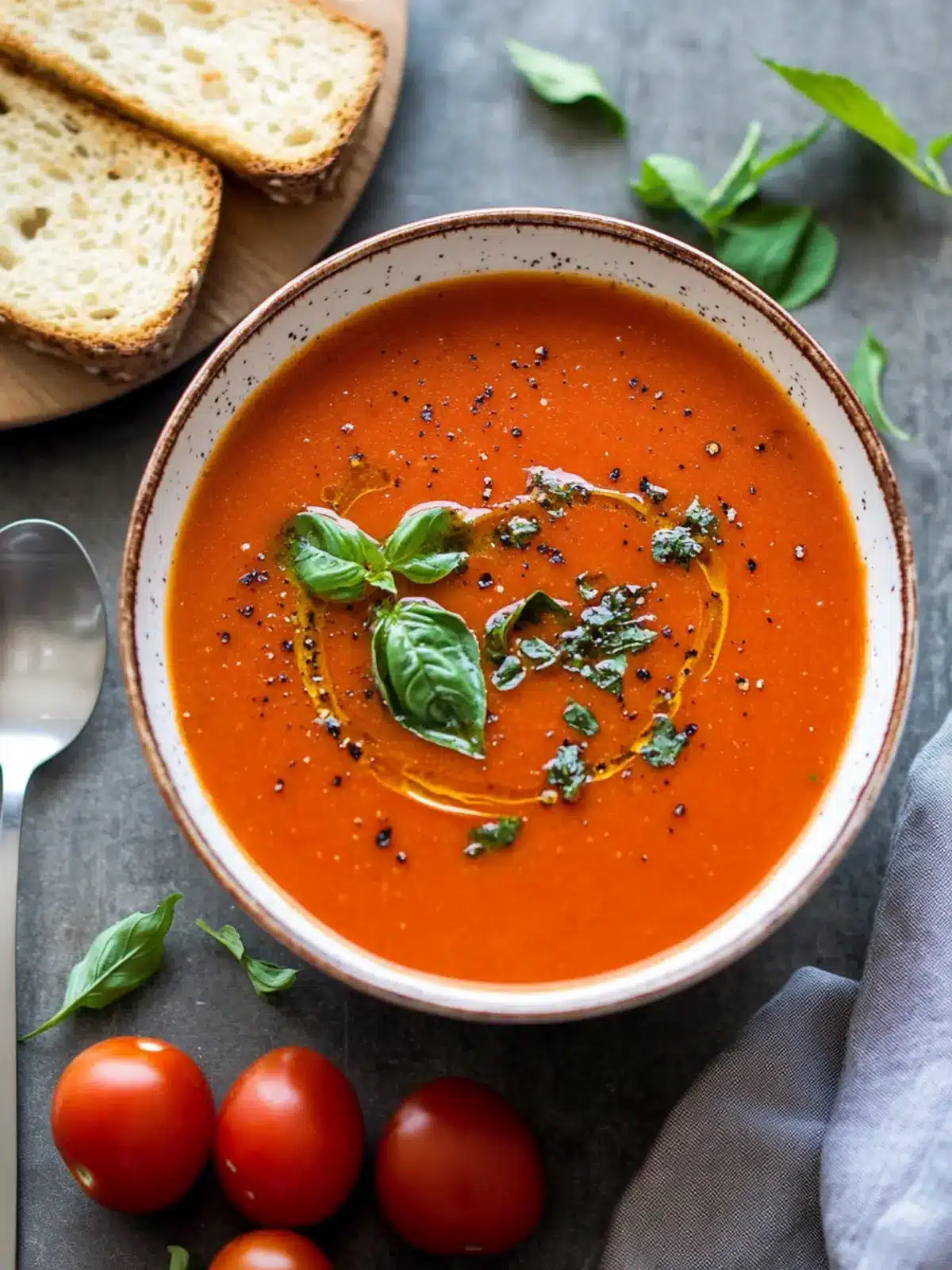 Geröstete Tomaten-Basilikum-Suppe: Der Sommer im Löffel 2 Geröstete Tomaten-Basilikum-Suppe
