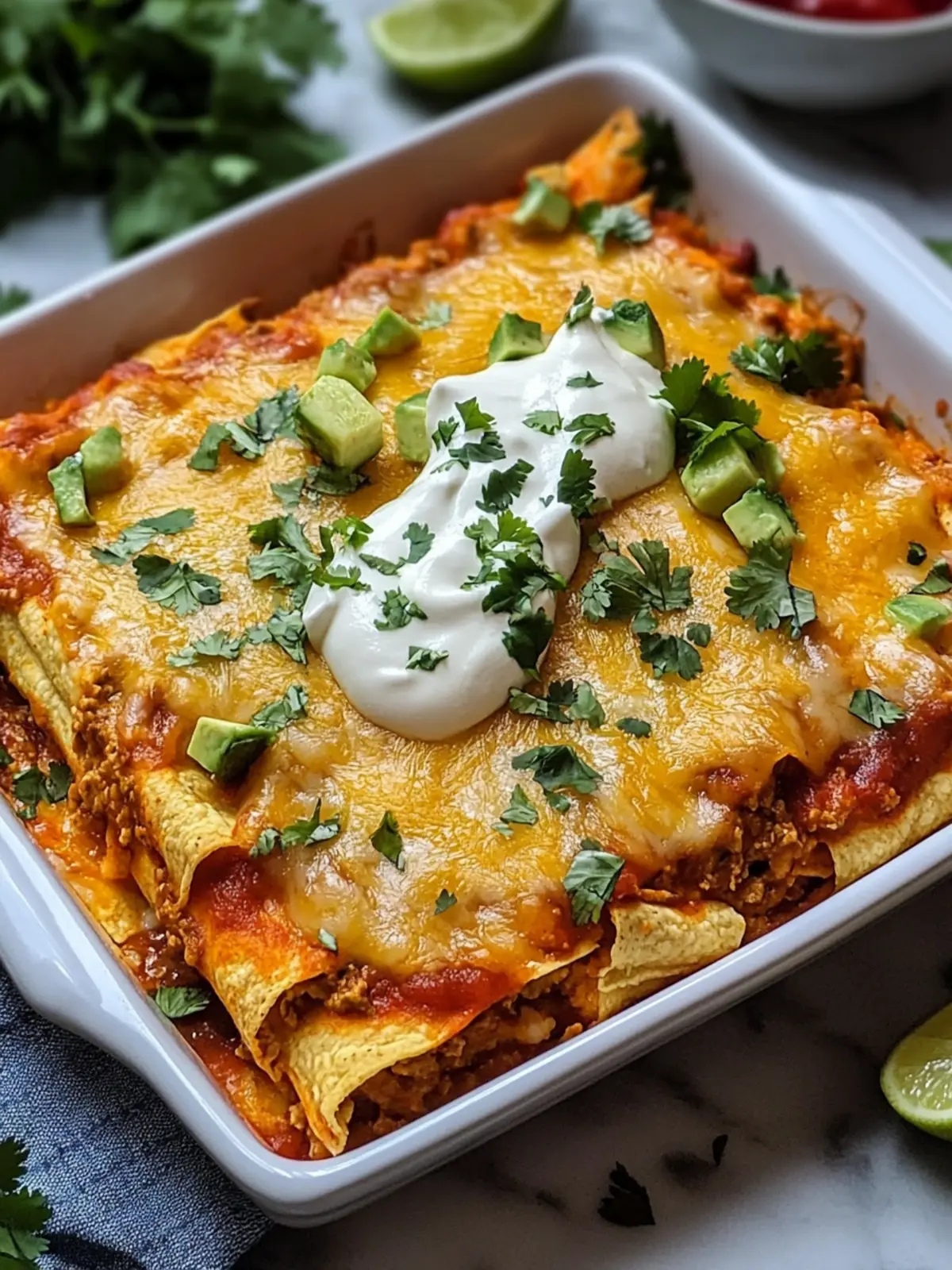 Köstlicher zerrissener Hähnchen-Enchilada-Auflauf für dich! 4 Köstlicher zerrissener Hähnchen-Enchilada-Auflauf für Komfortessen-Liebhaber