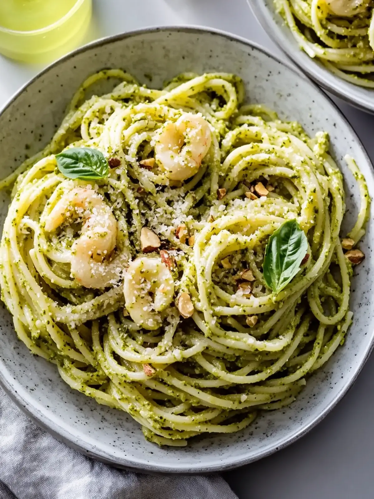 Einfaches und cremiges Pistazien-Pesto-Pasta mit Garnelen Genuss 2 Einfaches und cremiges Pistazien-Pesto-Pasta mit Garnelen