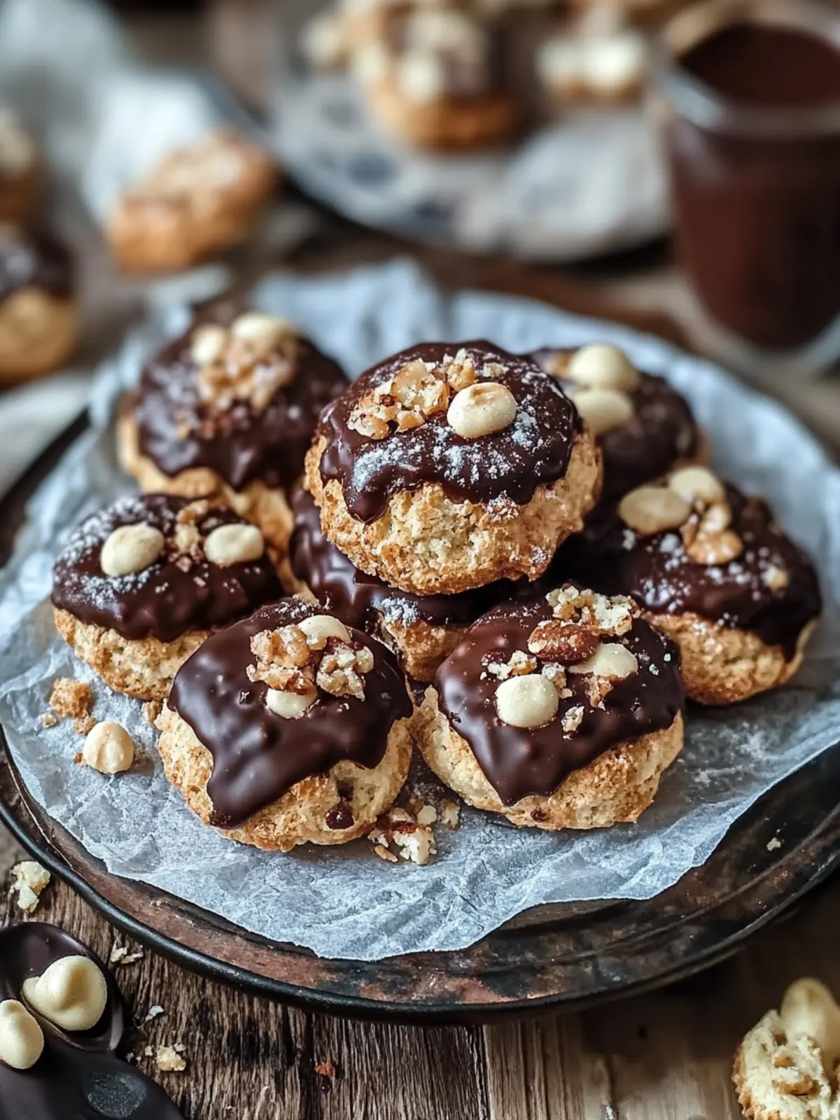 Schokoladen-Haselnusskekse mit Nougat – Himmlisch lecker! 4 Schokoladen-Haselnußkekse mit Nougat und Schokolade