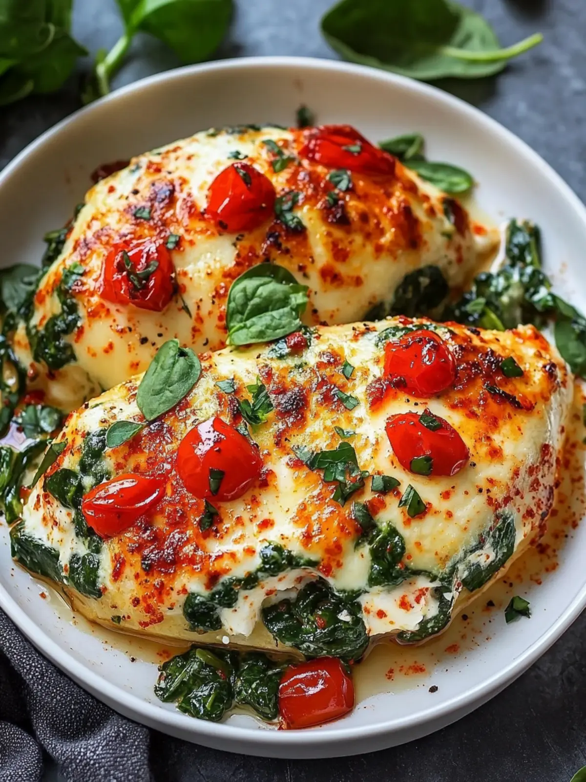 Geröstete rote Paprika Spinat Mozzarella gefüllte Hähnchenbrust leicht gemacht 3 Geröstete rote Paprika Spinat Mozzarella gefüllte Hähnchenbrust