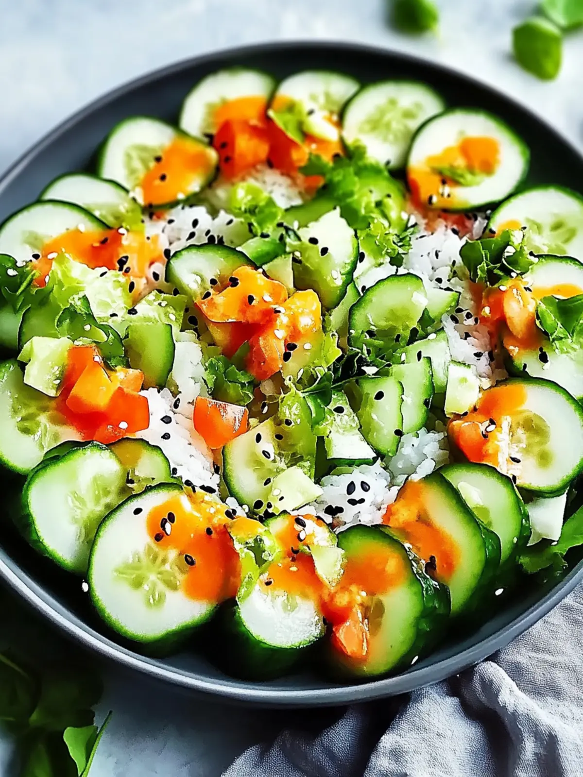 Kalifornische Rolle Gurkensalat: Frisch, Einfach und Lecker 2 Kalifornische Rolle Gurkensalat: Ein frisches, einfaches Vergnügen