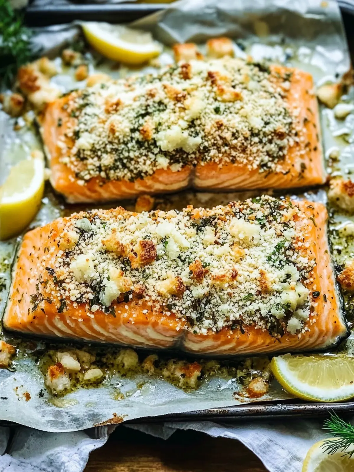 Saftiger gebratener Parmesan Knoblauch Kräuter Lachs in Folie 3 Gebratener Parmesan Knoblauch Kräuter Lachs in Folie