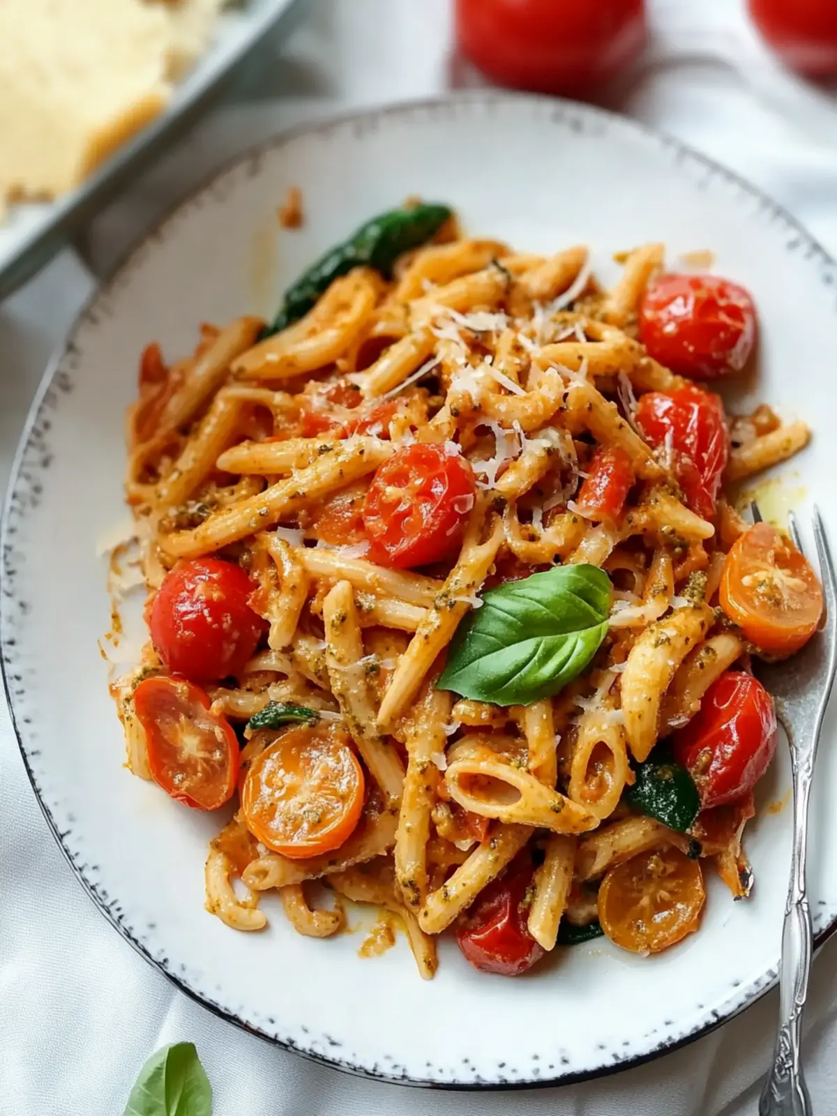 Cremiger getrockneter Tomaten-Pesto-Pasta-Auflauf mit Gemüse für die ganze Familie 3 Cremiger getrockneter Tomaten-Pesto-Pasta-Auflauf mit Gemüse