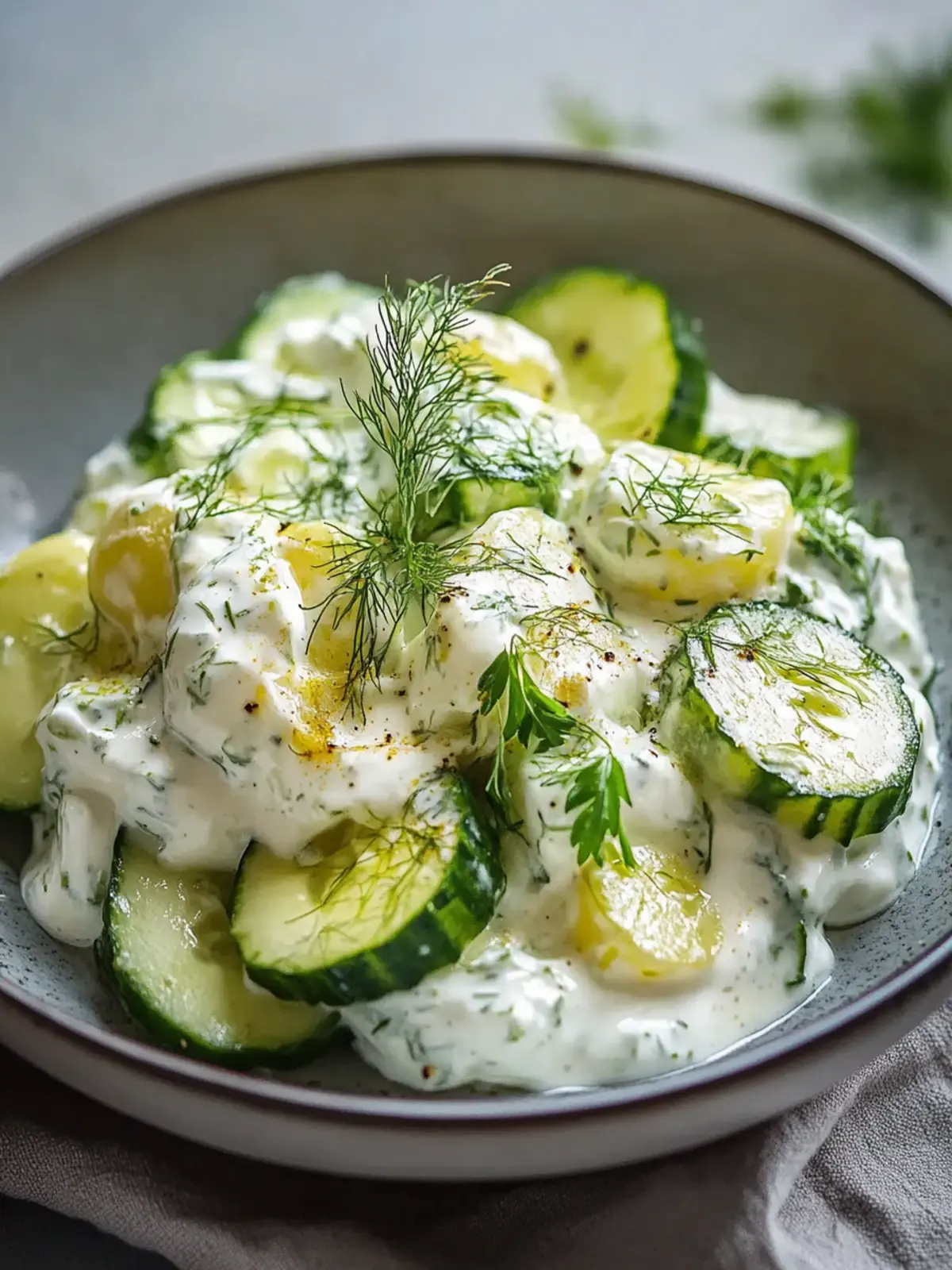 Griechischer Joghurt Kartoffelsalat mit Gurken: Erfrischend leicht genießen 4 Griechischer Joghurt Kartoffelsalat mit Gurken