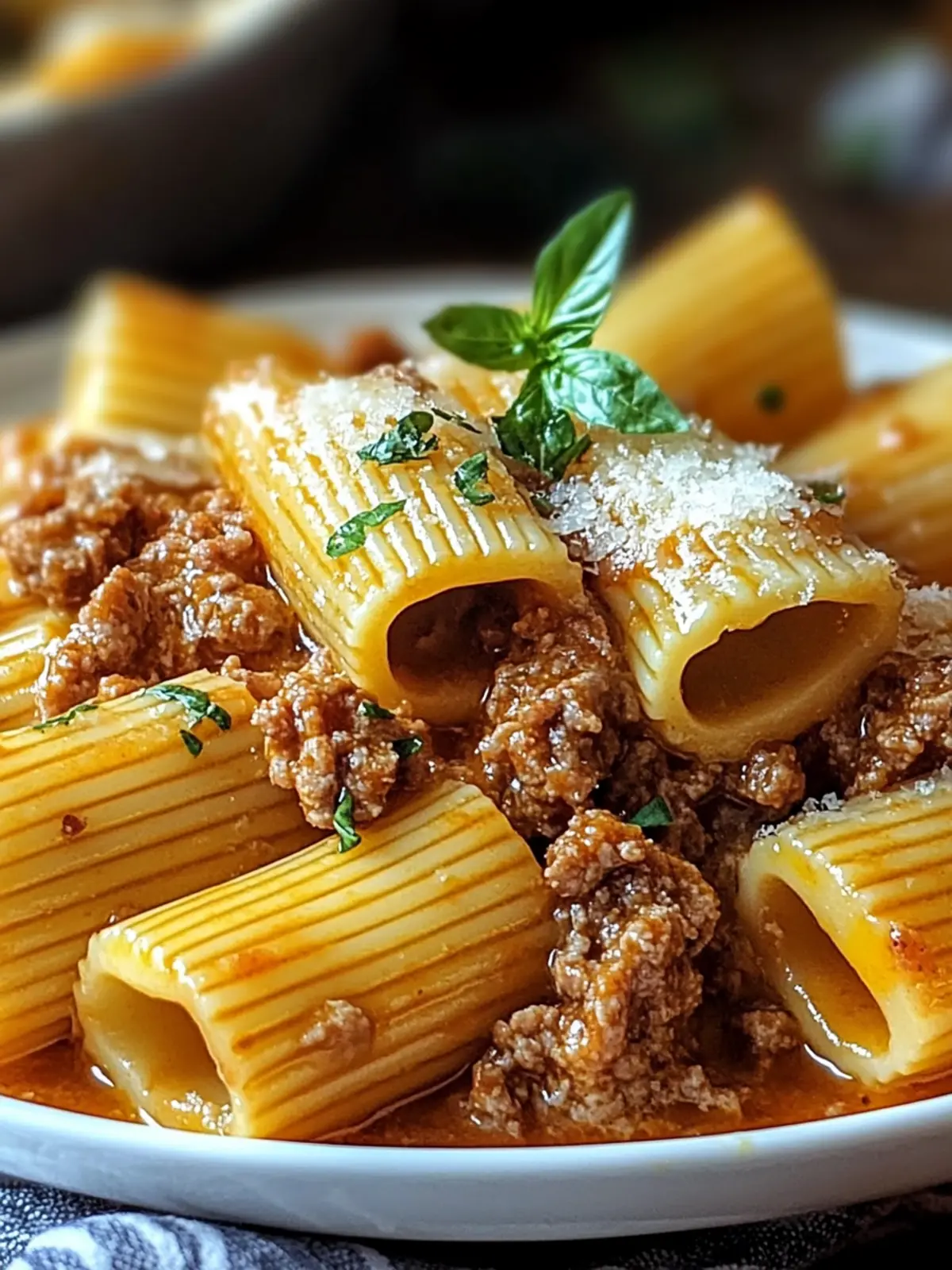 Überbackene Rigatoni gefüllt mit Rinderragout für die Familie 3 Überbackene Rigatoni gefüllt mit Rinderragout für gemütliche Familienabende