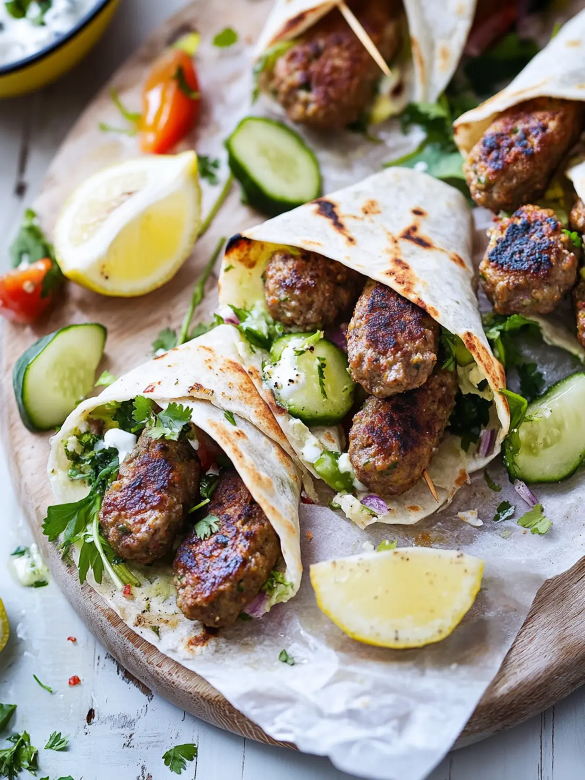 Lamm-Kofta-Wraps mit Knoblauchsoße – Schnelle Genussmomente 5 Lamm-Kofta-Wraps (Mit Knoblauchsoße)