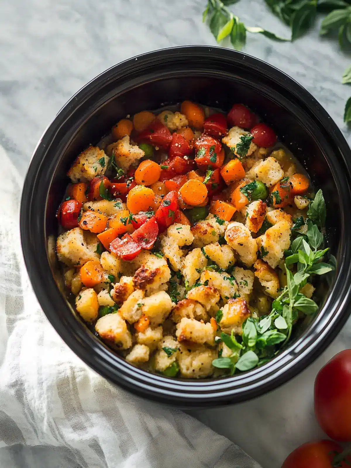 Crockpot Füllung mit frischen Kräutern für ein Festmahl 2 Crockpot Füllung