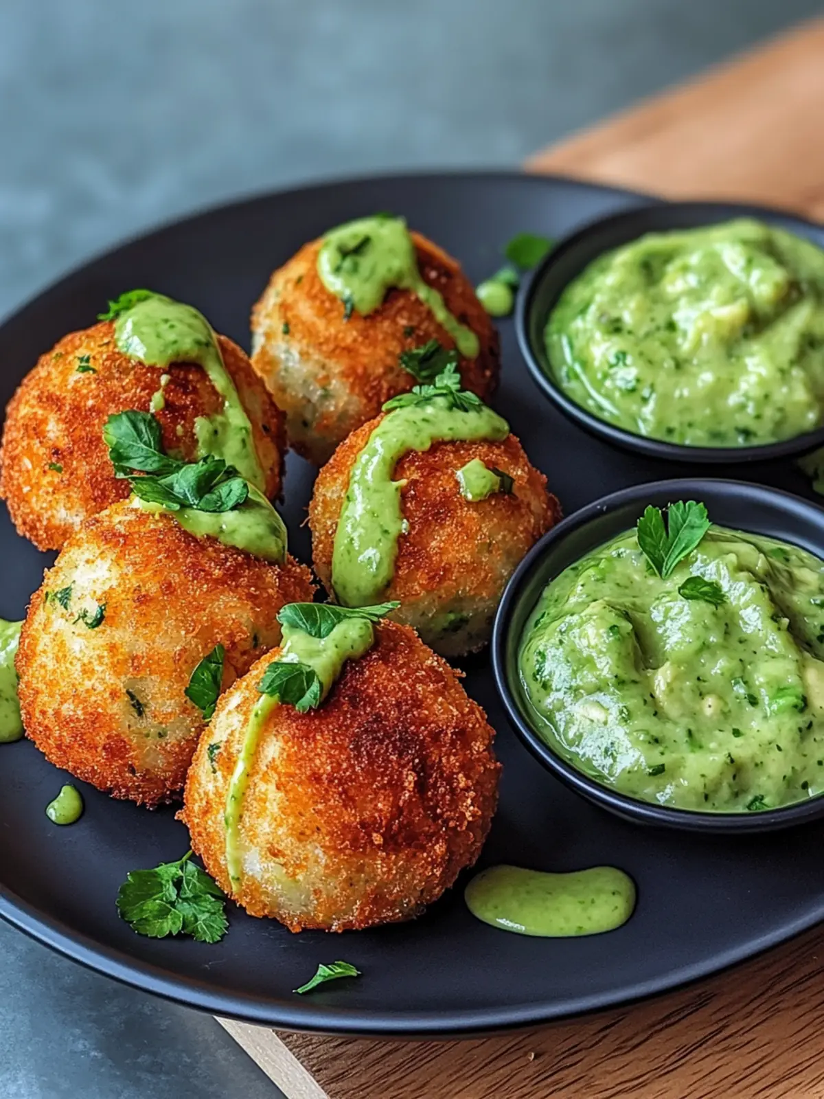 Lachsballen mit cremiger Avocadosauce