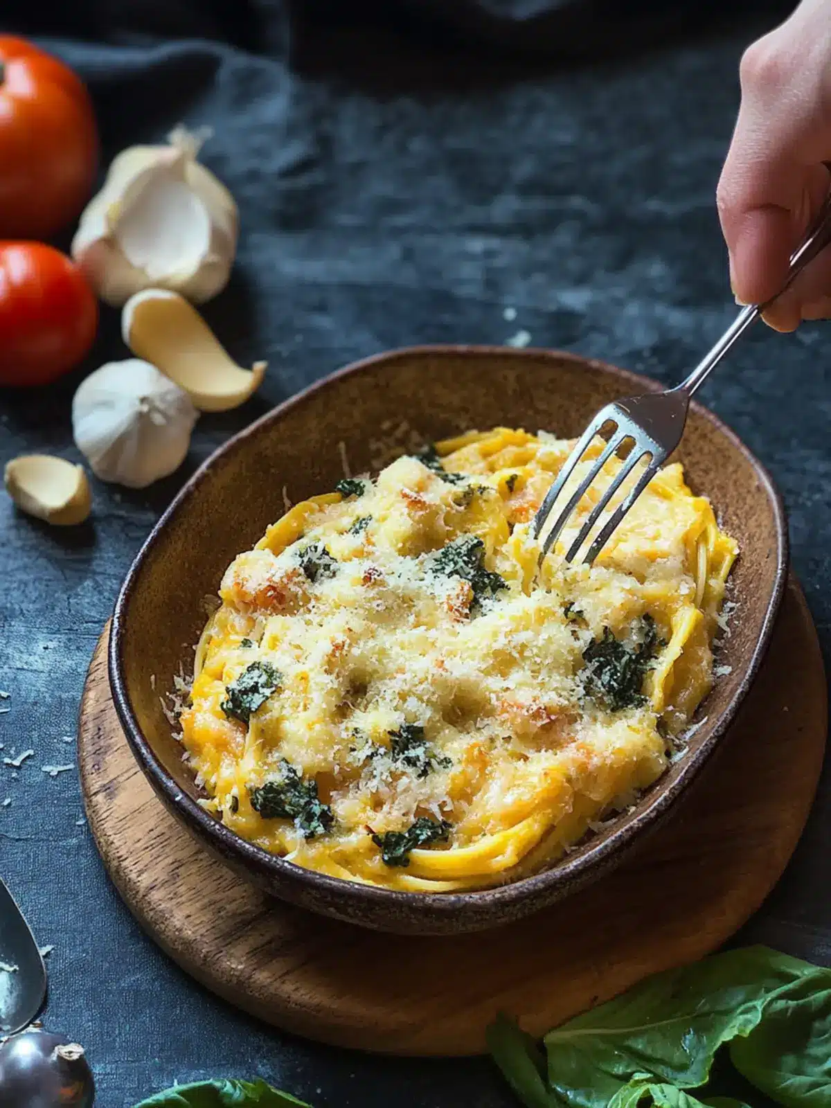 Spaghettikürbis mit cremigem Spinat und Feta: Ein Genuss! 2 Spaghettikürbis