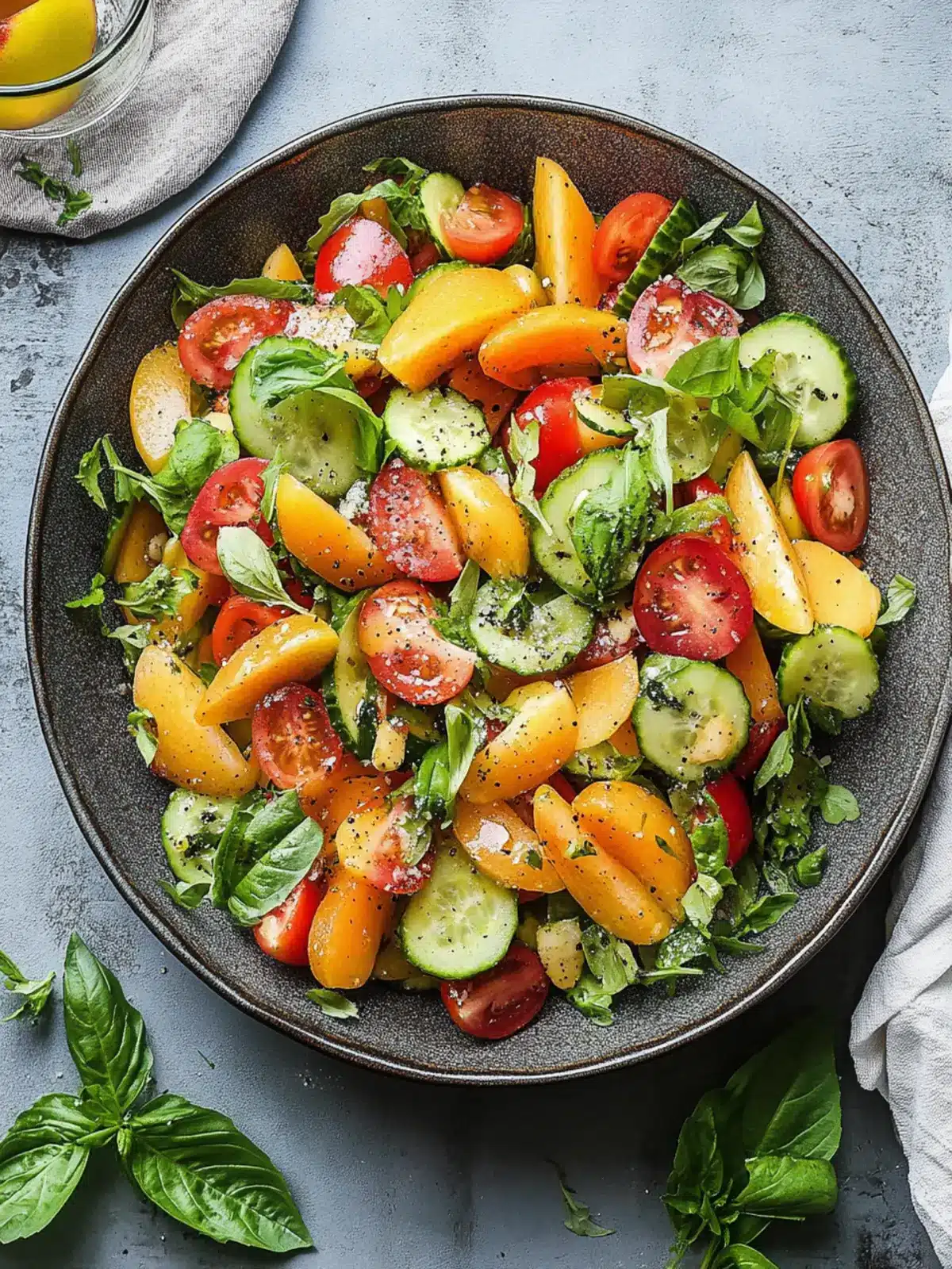 Erfrischender Gurken-Pfirsich-Salat mit Avocado für den Sommer 4 Gurken-Pfirsich-Salat