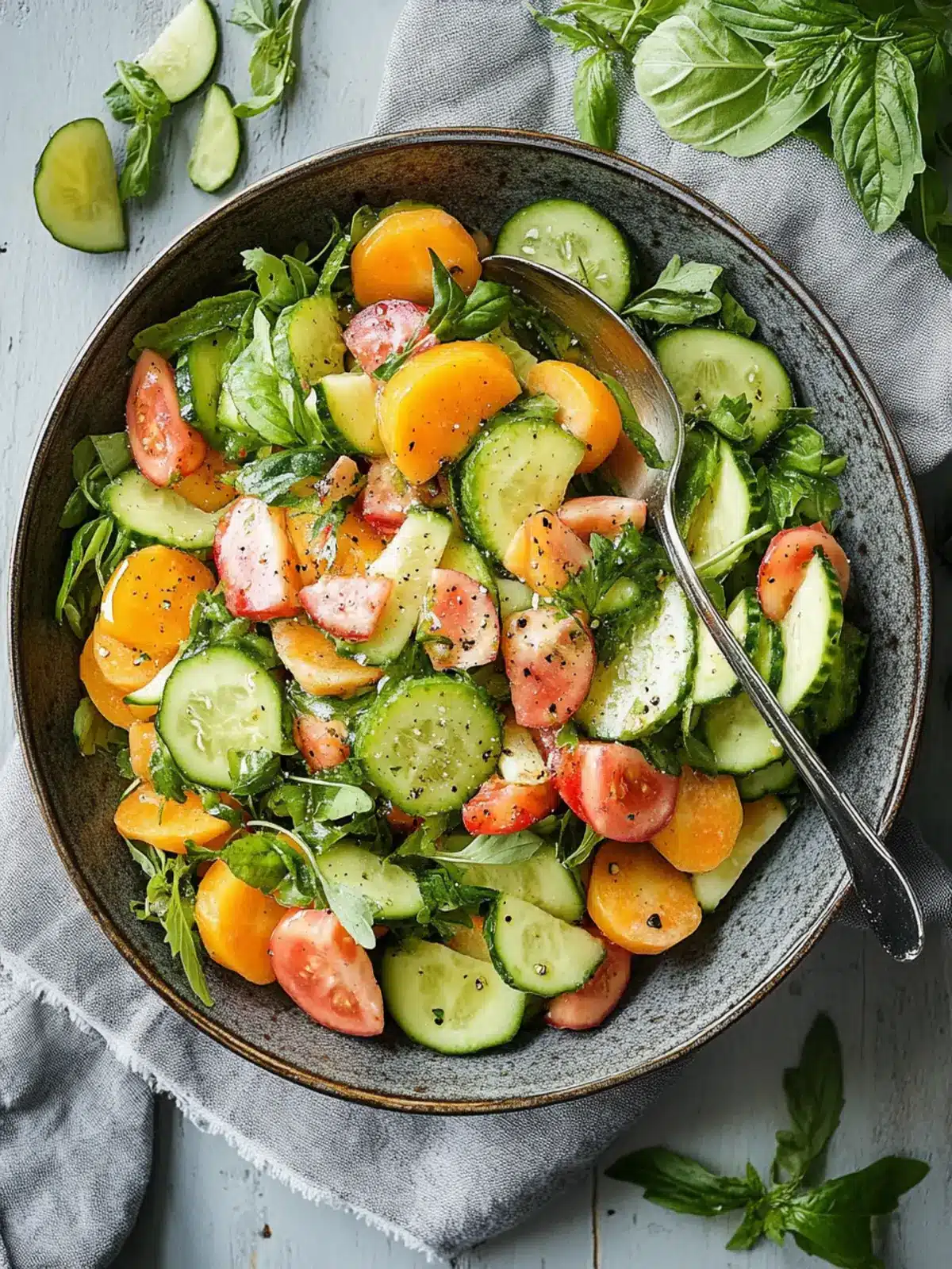 Erfrischender Gurken-Pfirsich-Salat mit Avocado für den Sommer 2 Gurken-Pfirsich-Salat