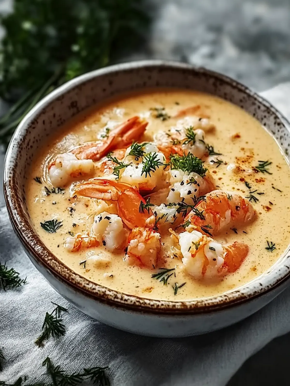 Cremige Krabben- und Garnelen-Seafood-Bisque für jeden Anlass 2 Cremige Krabben- und Garnelen-Seafood-Bisque