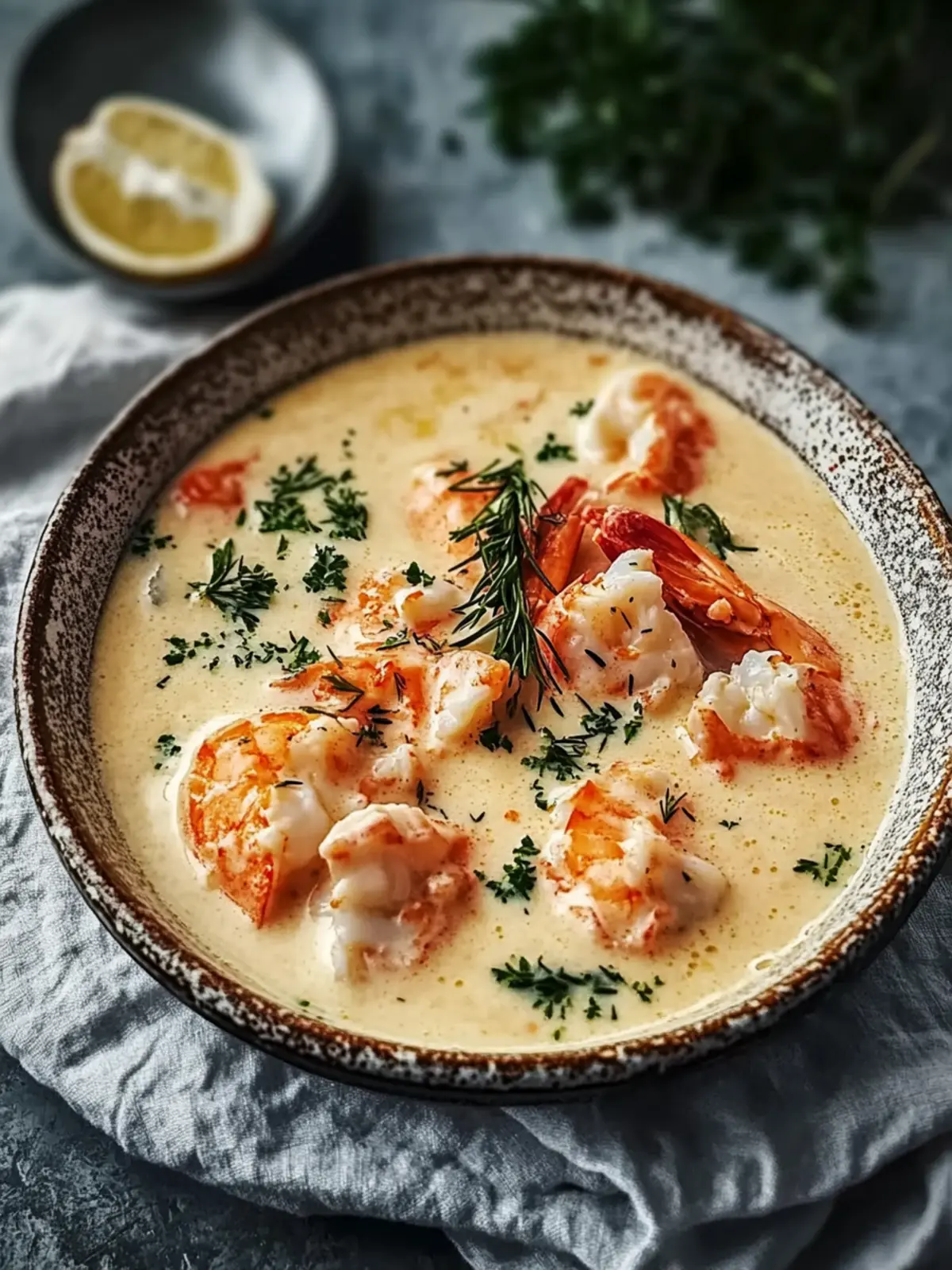 Cremige Krabben- und Garnelen-Seafood-Bisque für jeden Anlass 3 Cremige Krabben- und Garnelen-Seafood-Bisque