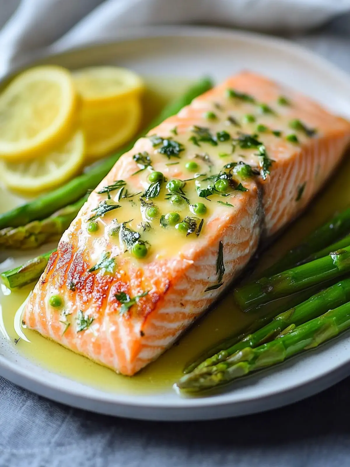 Gebratener Lachs mit Spargel: Blitzschnell in schmackhafter Buttersauce 3 Gebratener Lachs mit Spargel, Zitrone, Knoblauch und Buttersauce