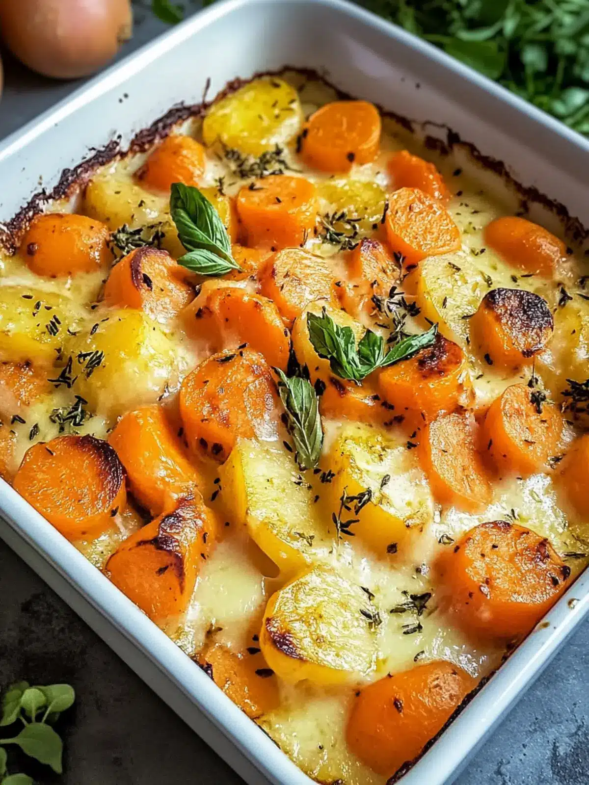 Herzhaftes Kartoffel- und Karottengratin mit Schinken genießen 2 Kartoffel- und Karottengratin mit Schinken