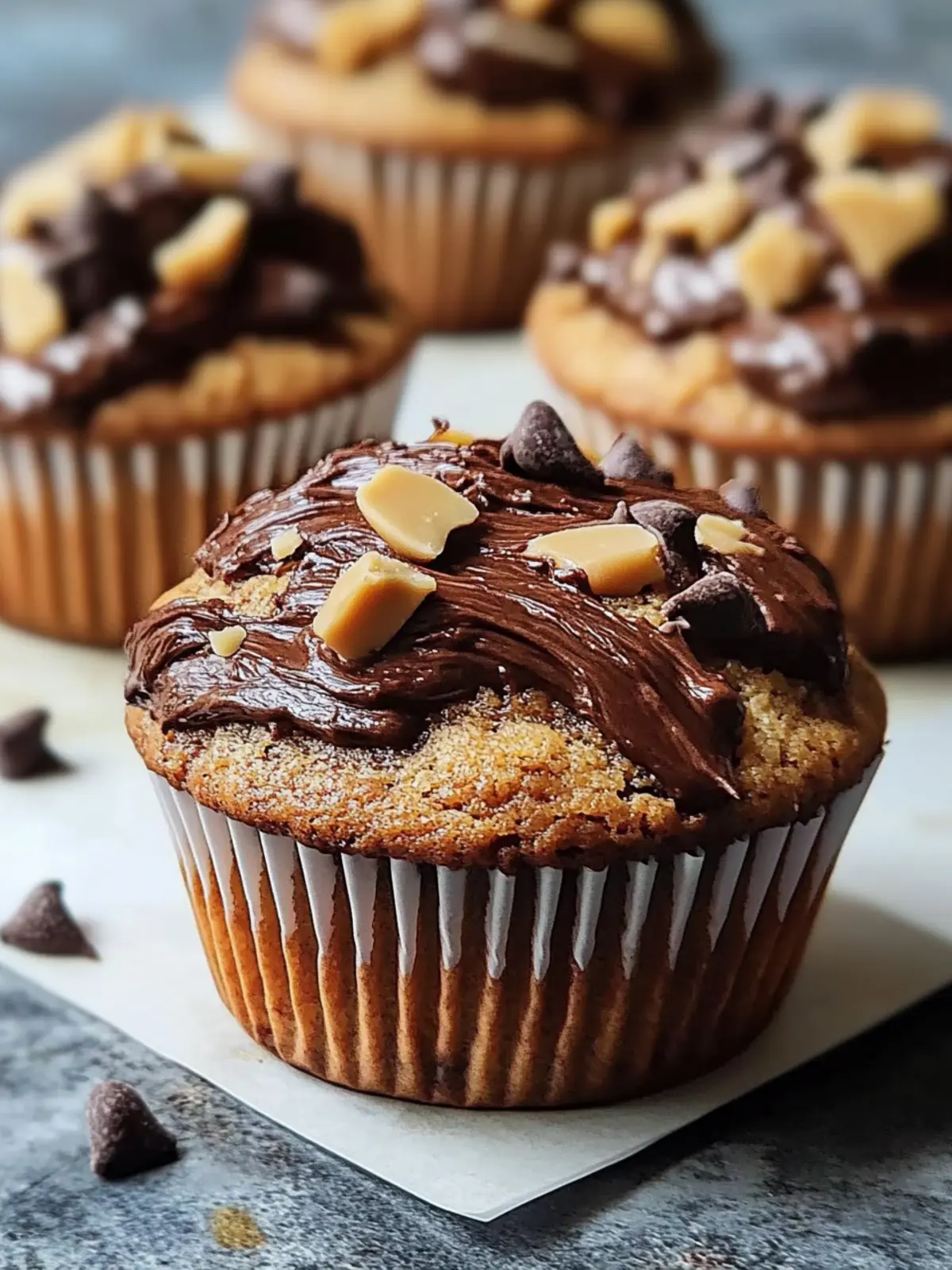 Schokoladen-Erdnussbutter-Schlieren-Muffins für perfekten Genuss 3 Schokoladen-Erdnussbutter-Schlieren-Muffins