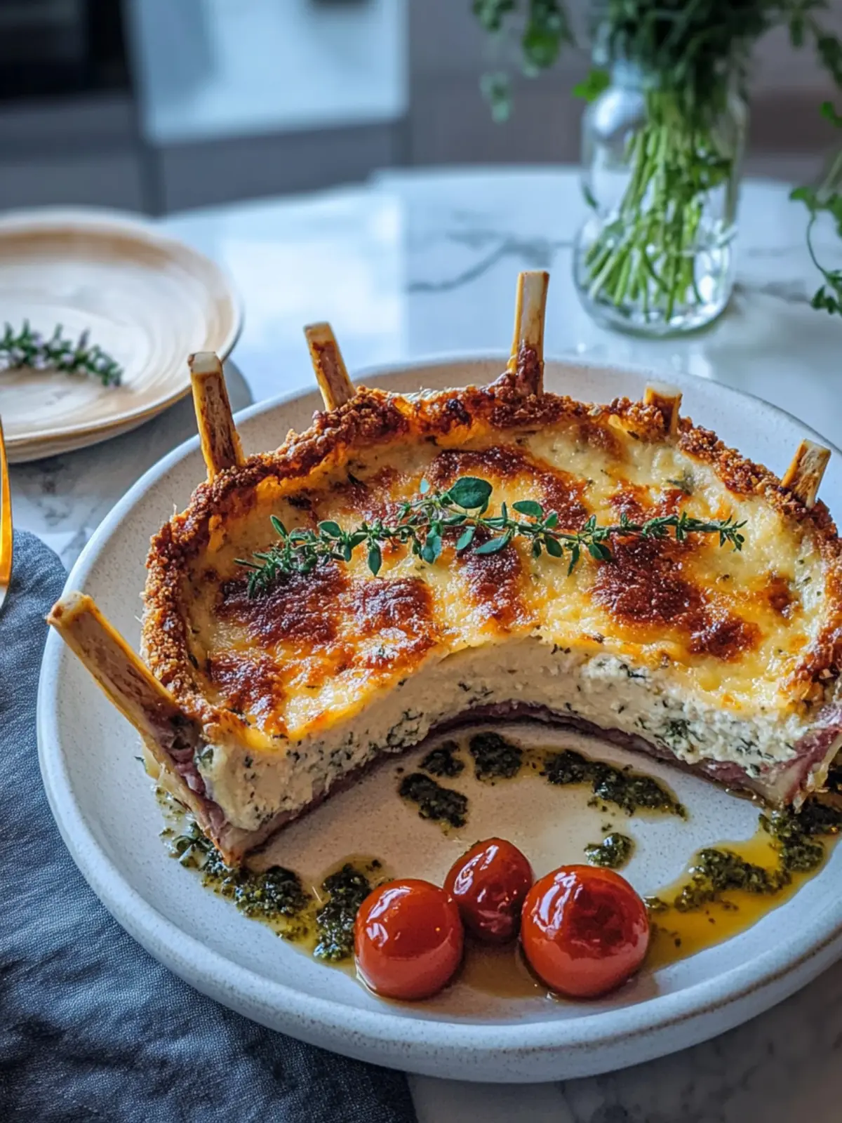 Britische Lammrippe mit Kräuterkruste