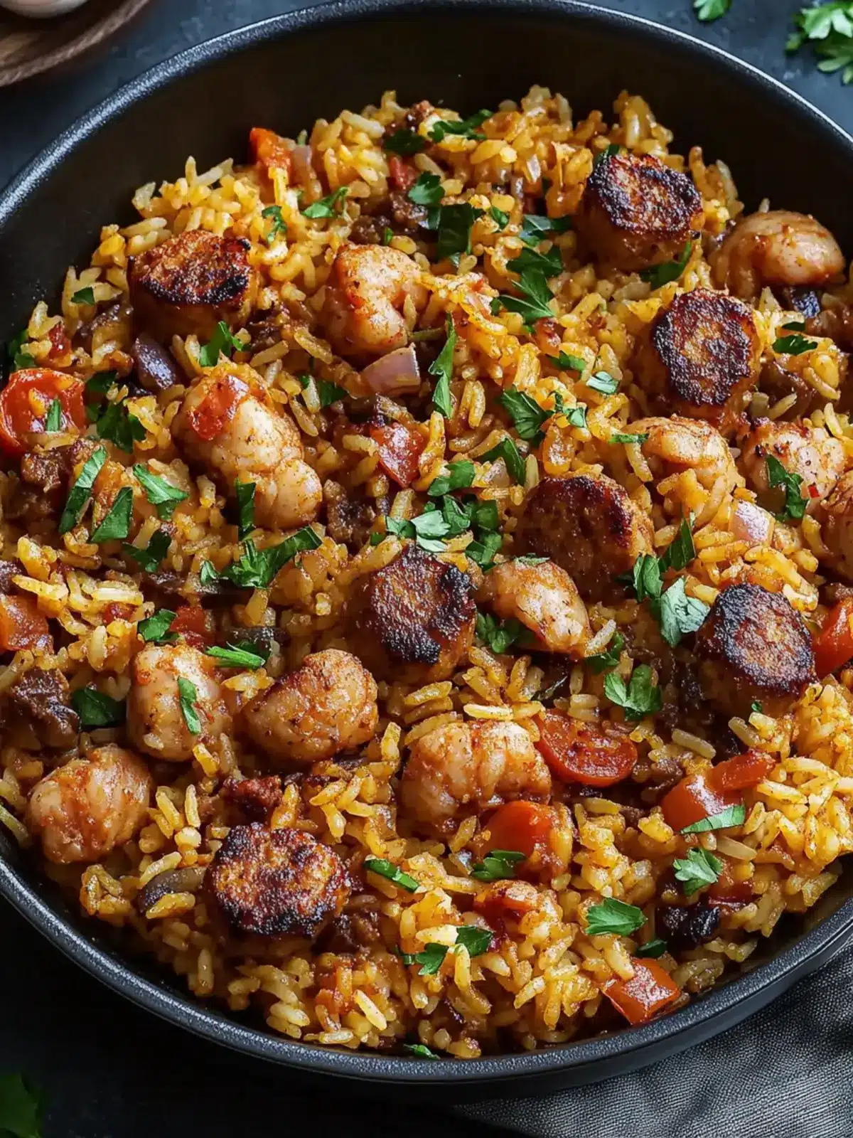 Herzhafter Shrimp-Wurst Dirty Rice für Geschmacksliebhaber 4 Herzhafter Shrimp-Wurst Dirty Rice Rezept für Geschmacksliebhaber