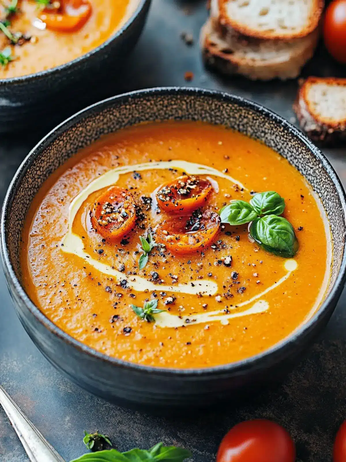 Cremige geröstete Knoblauch-Tomatensuppe für kuschelige Abende 3 Cremige geröstete Knoblauch-Tomatensuppe