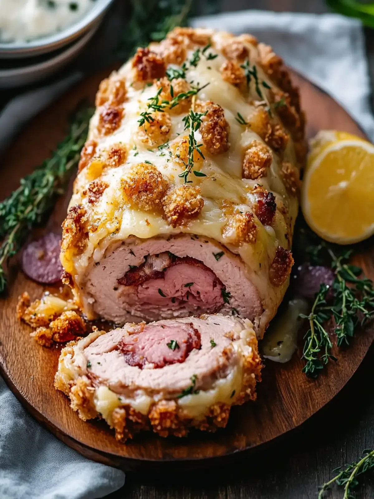 Herzhafter Hähnchen-Cordon-Bleu-Fleischlaib um Ihre Familie zu begeistern