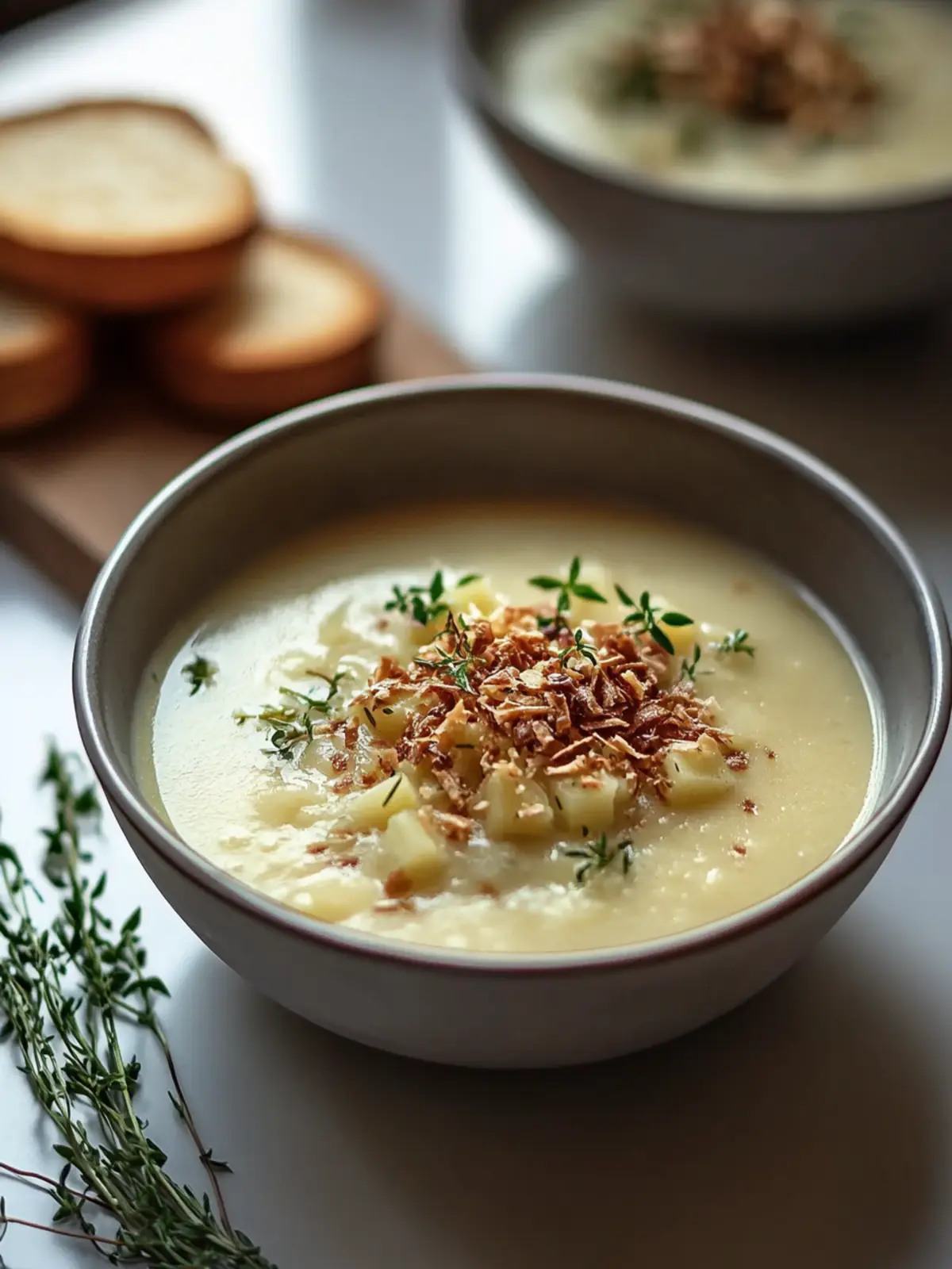 Cremige Kartoffel-Lauch-Suppe mit knusprigen Schalotten genießen 2 Cremige Kartoffel-Lauch-Suppe mit knusprigen Schalotten