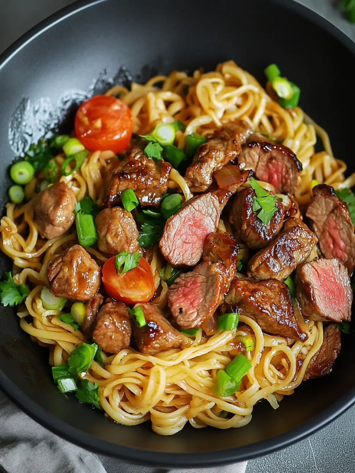 Garnelen & Teriyaki Steak Nudeln: Dein schnelles Abendessen 4 Garnelen & Teriyaki Steak Nudeln