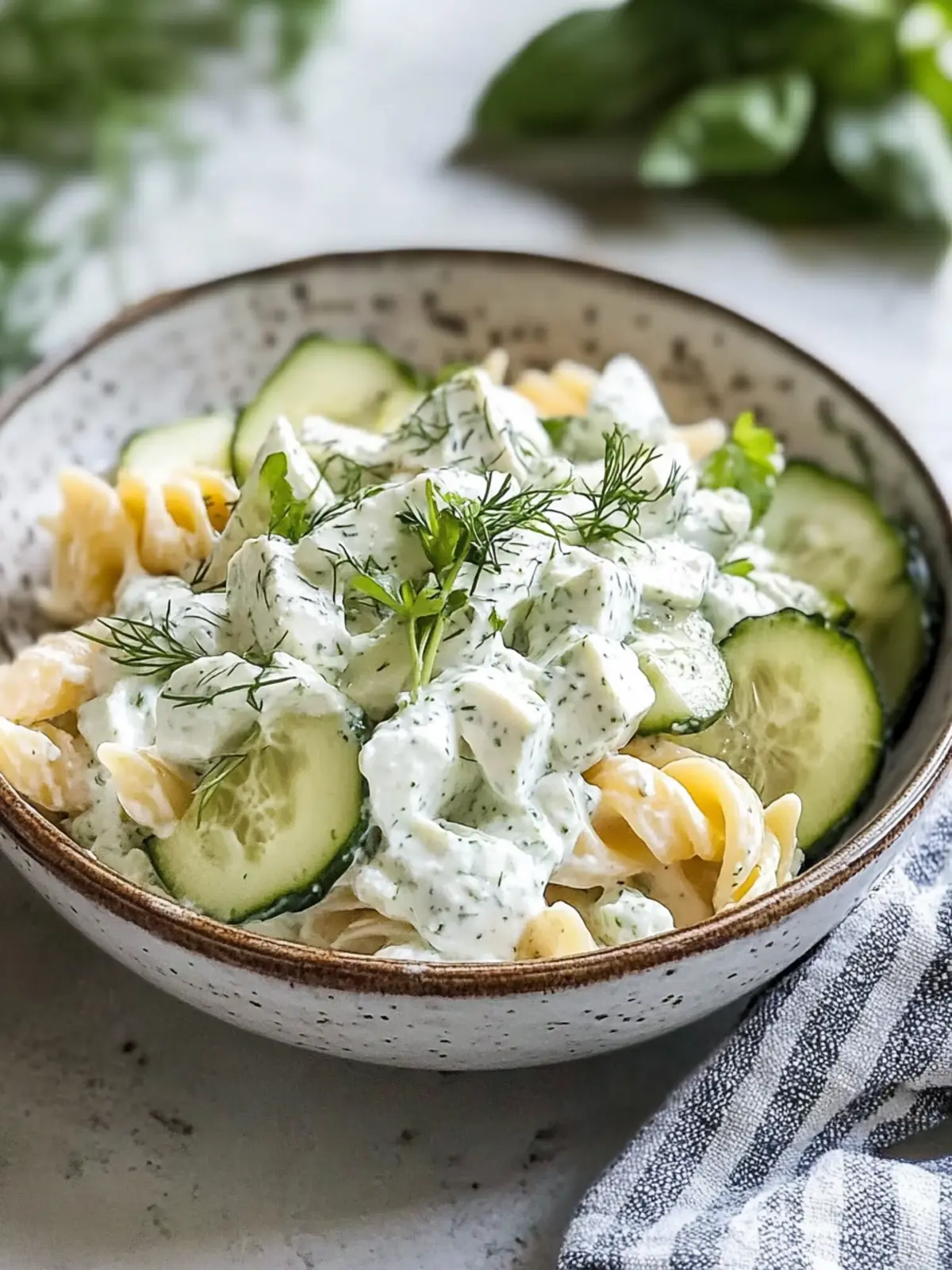 Tzatziki-Nudelsalat: Cremig und erfrischend für den Sommer 3 Tzatziki-Nudelsalat: Eine cremige Abwandlung von Sommerfavoriten