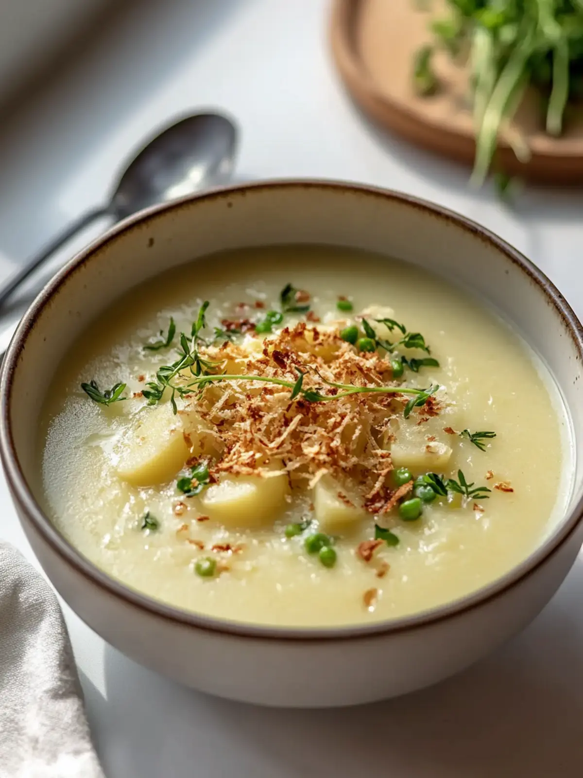 Cremige Kartoffel- und Lauchsuppe mit knusprigen Schalotten genießen 3 Cremige Kartoffel- und Lauchsuppe mit knusprigen Schalotten