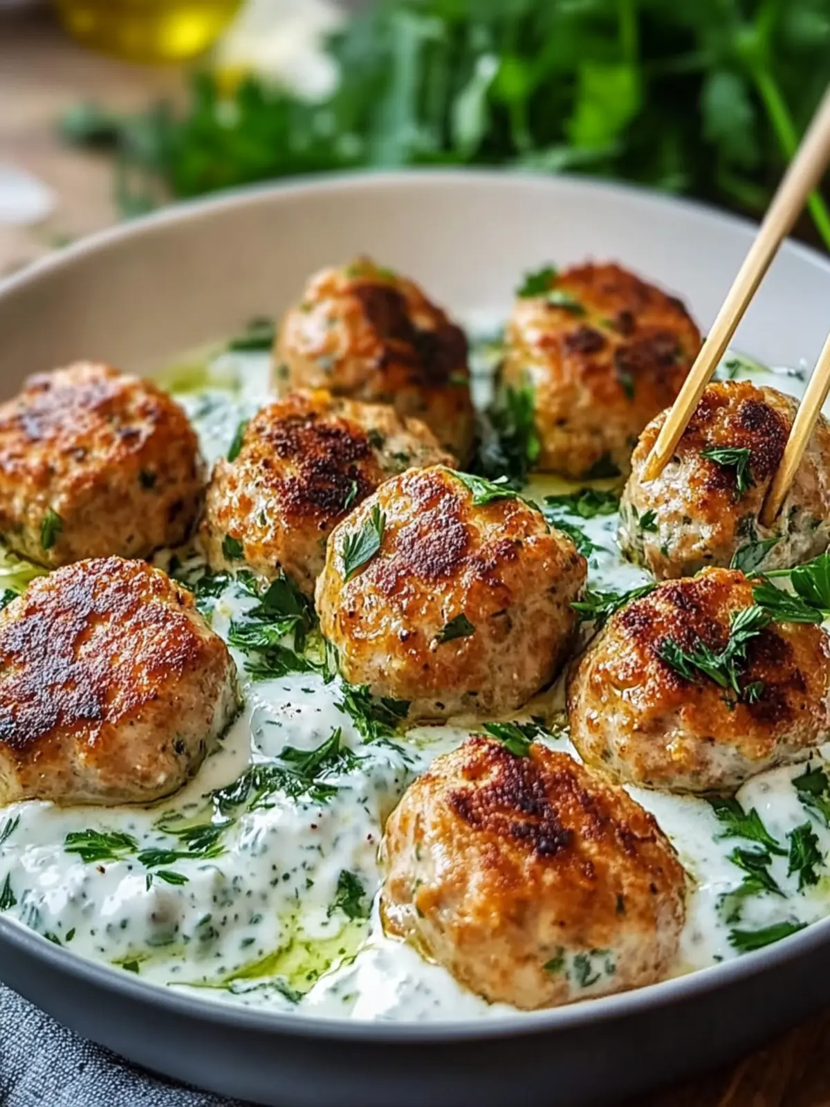Saftige Hähnchen-Kofta mit cremiger Knoblauch-Joghurt-Sauce 5 Hähnchen-Kofta Knoblauch-Joghurt-Sauce