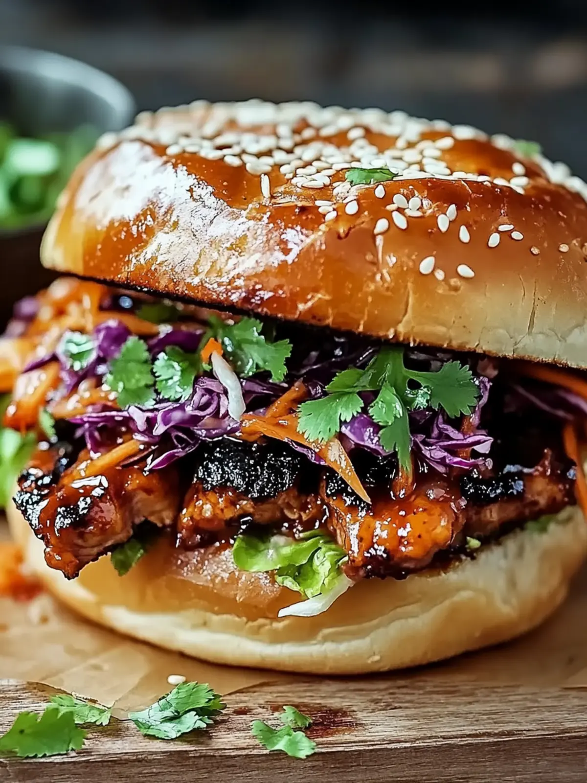 Korean BBQ Hähnchen-Sandwich mit würzigem Krautsalat genießen 3 Korean BBQ Hähnchen-Sandwich mit würziger Krautsalat-Glück